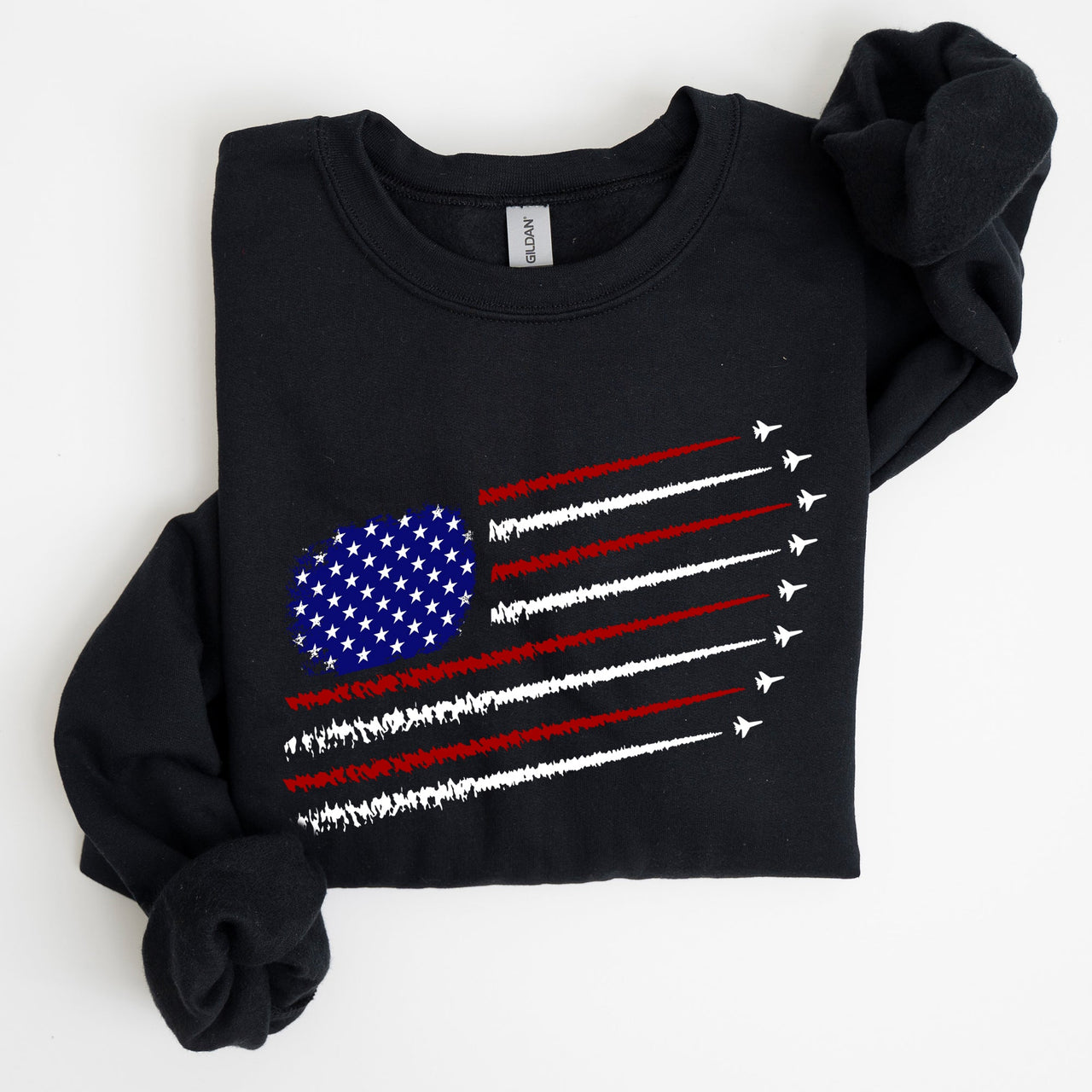 Fighter Jets Navy Air Force American Flag Graphic Premium Cozy Warm Fleece Patriotic Military Pride Edition Sweatshirt