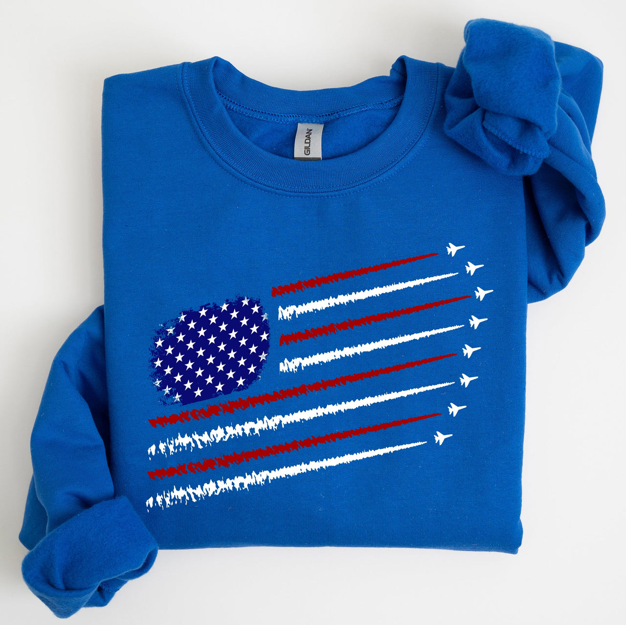 Fighter Jets Navy Air Force American Flag Graphic Premium Cozy Warm Fleece Patriotic Military Pride Edition Sweatshirt