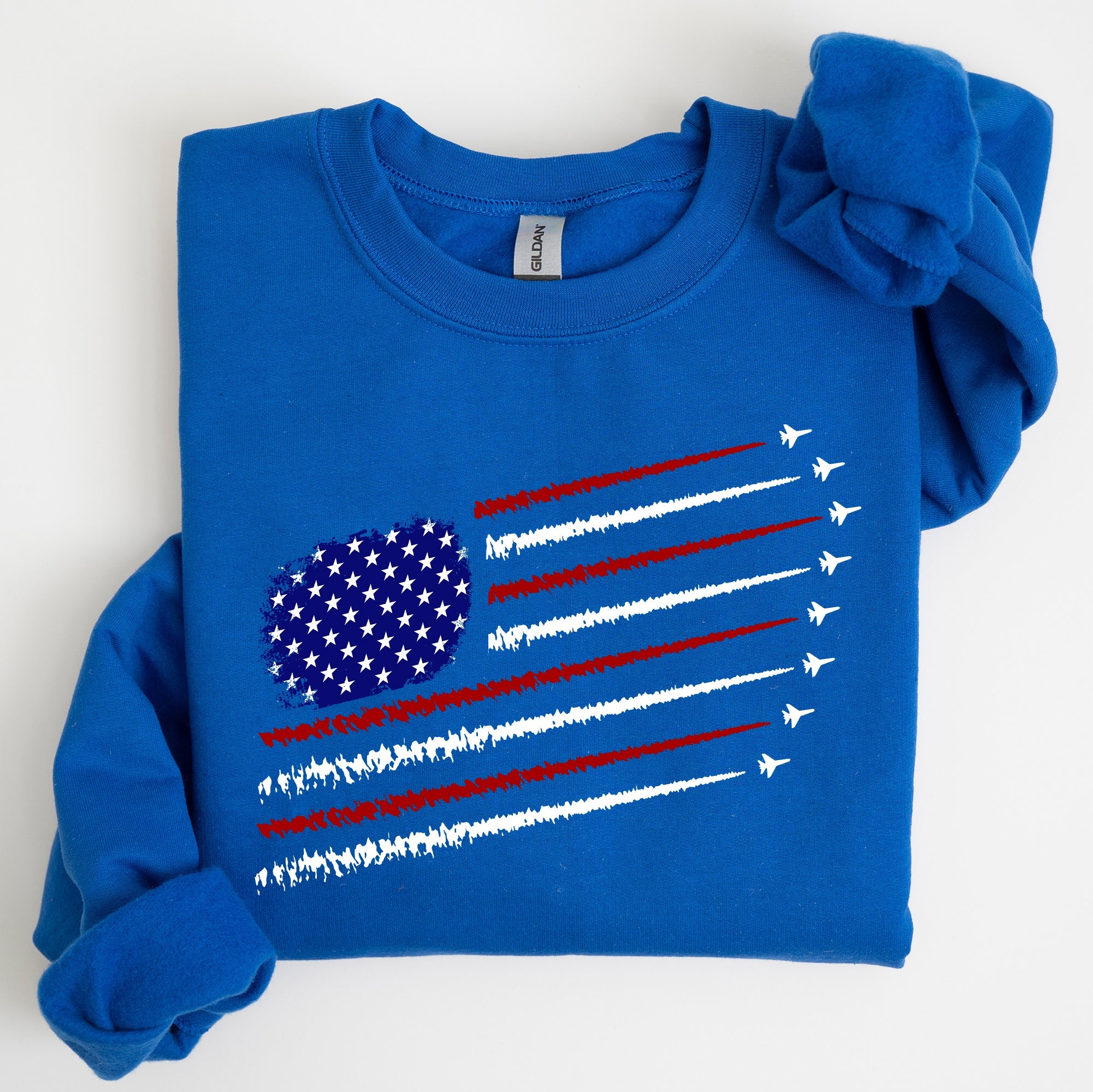 Fighter Jets Navy Air Force American Flag Graphic Premium Cozy Warm Fleece Patriotic Military Pride Edition Sweatshirt