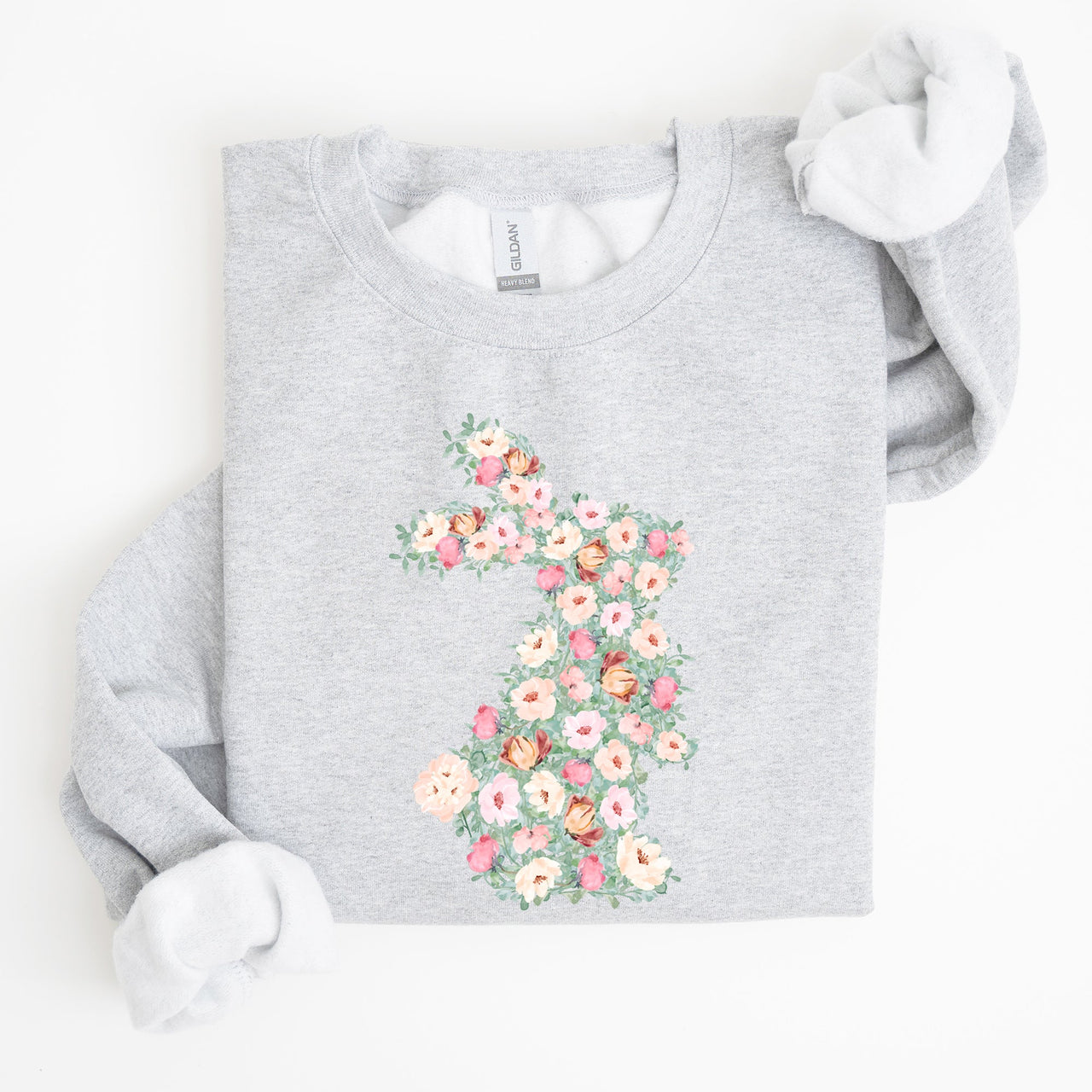 Floral Print Rabbit, Bunny, Easter Seasonal Springtime Floral Pattern With Delicate Bunny Motif Sweatshirt