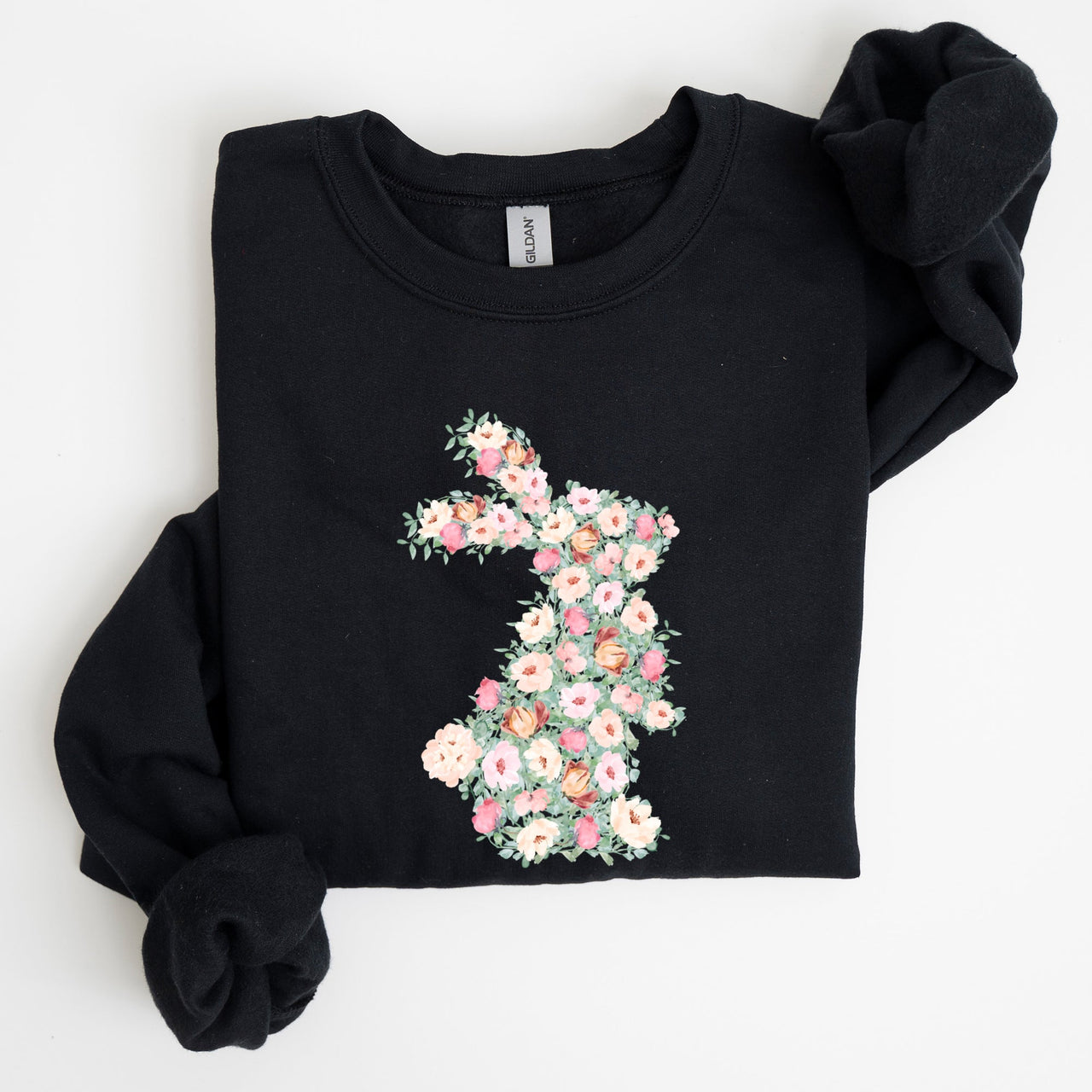 Floral Print Rabbit, Bunny, Easter Seasonal Springtime Floral Pattern With Delicate Bunny Motif Sweatshirt