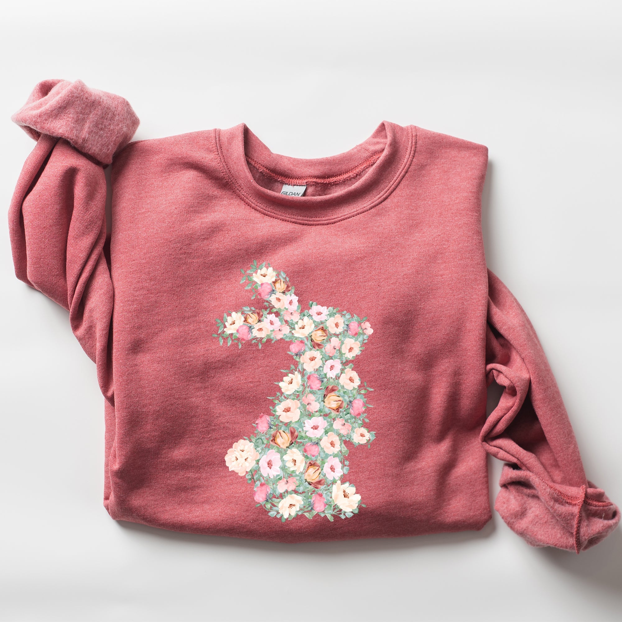 Floral Print Rabbit, Bunny, Easter Seasonal Springtime Floral Pattern With Delicate Bunny Motif Sweatshirt