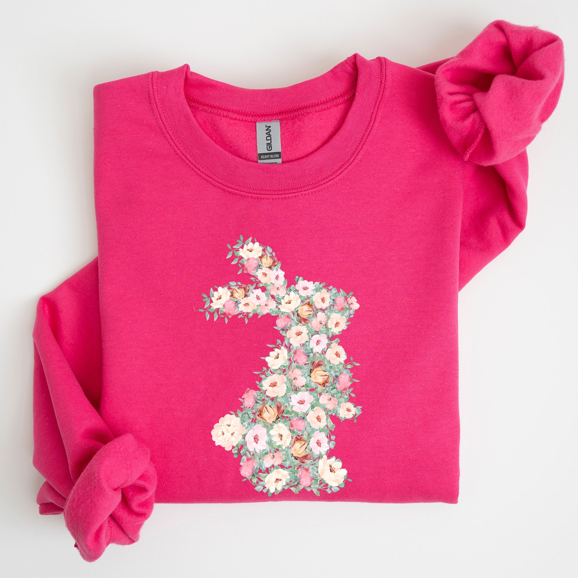 Floral Print Rabbit, Bunny, Easter Seasonal Springtime Floral Pattern With Delicate Bunny Motif Sweatshirt