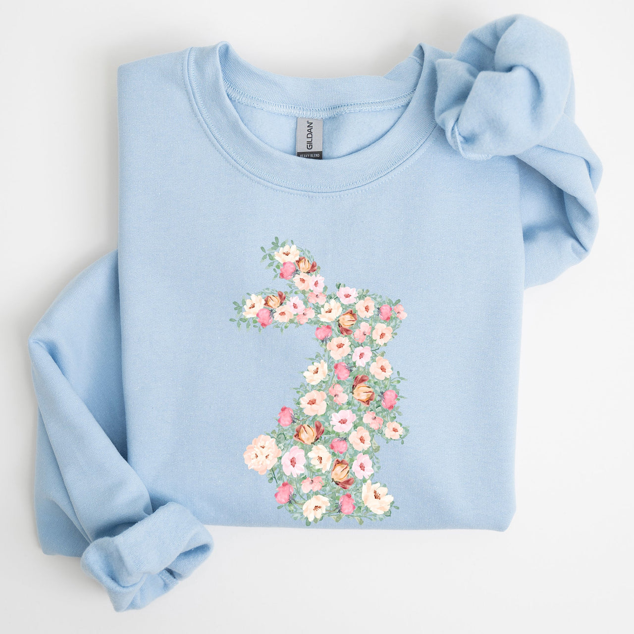Floral Print Rabbit, Bunny, Easter Seasonal Springtime Floral Pattern With Delicate Bunny Motif Sweatshirt