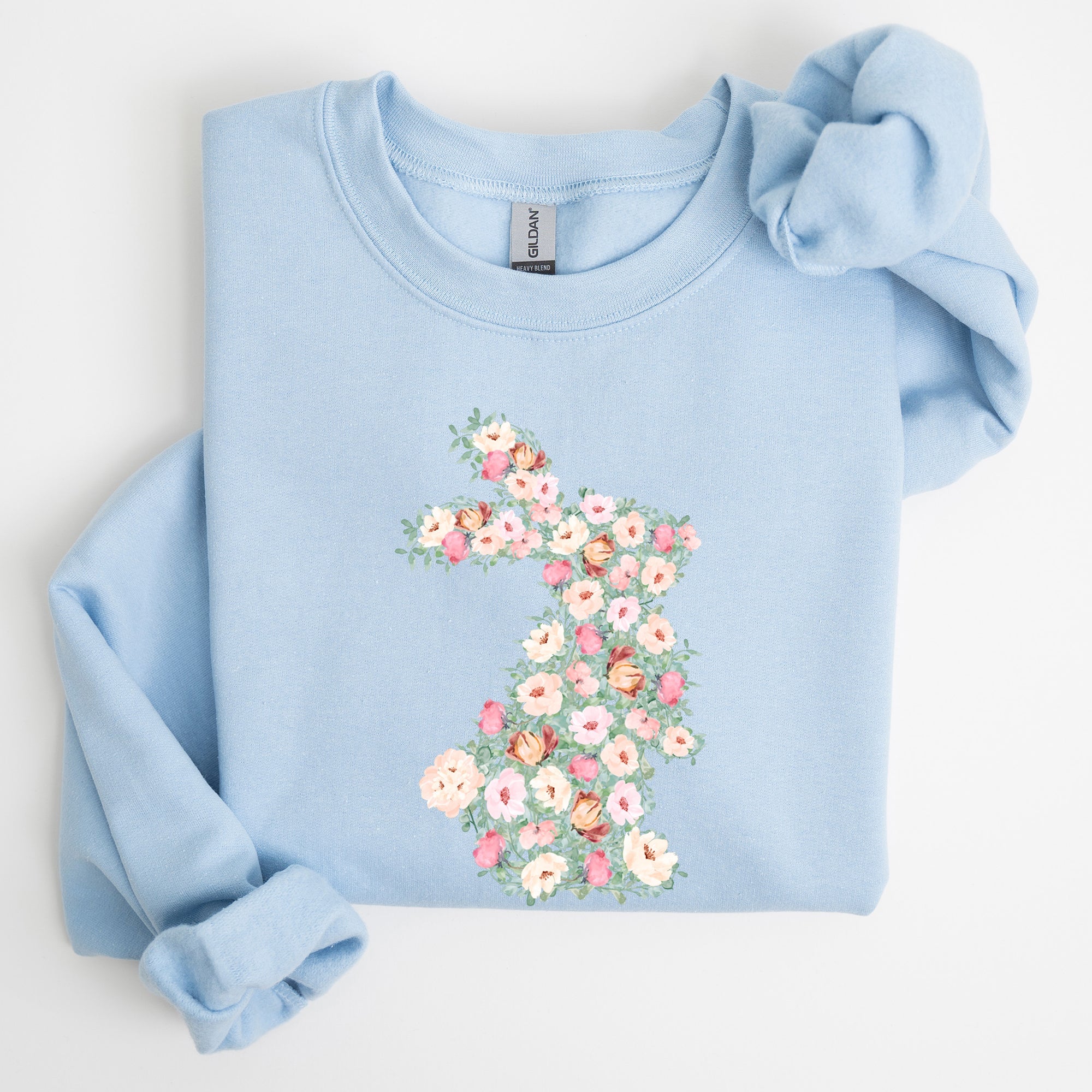 Floral Print Rabbit, Bunny, Easter Seasonal Springtime Floral Pattern With Delicate Bunny Motif Sweatshirt