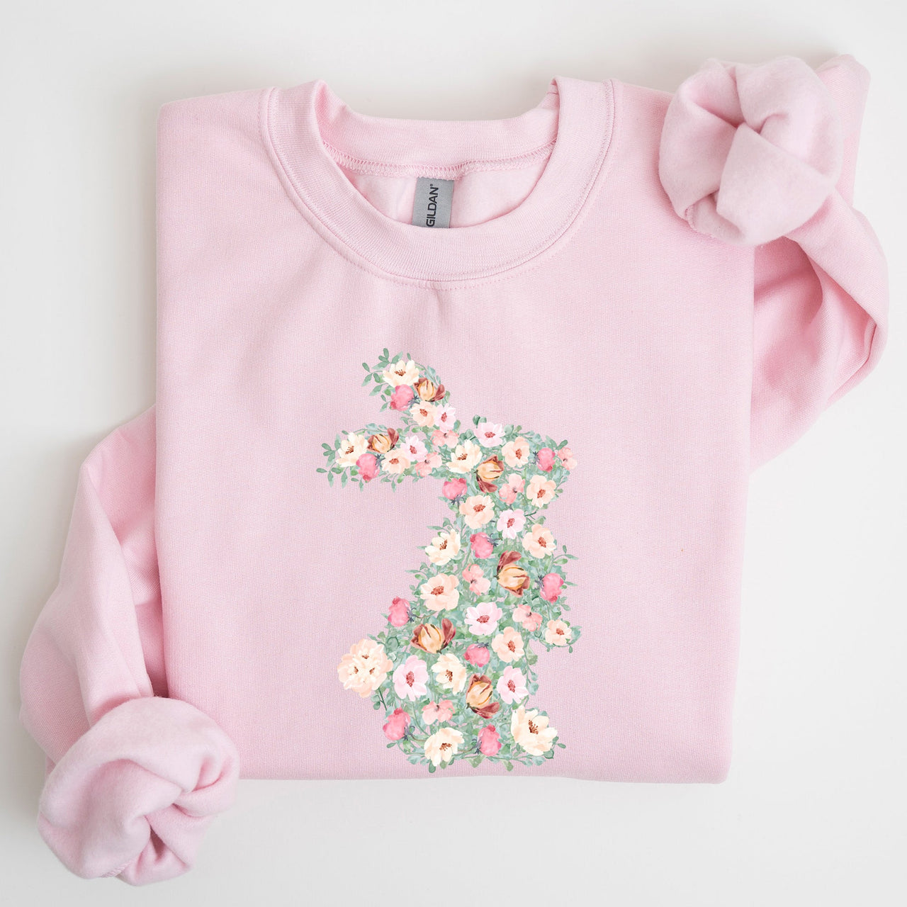 Floral Print Rabbit, Bunny, Easter Seasonal Springtime Floral Pattern With Delicate Bunny Motif Sweatshirt