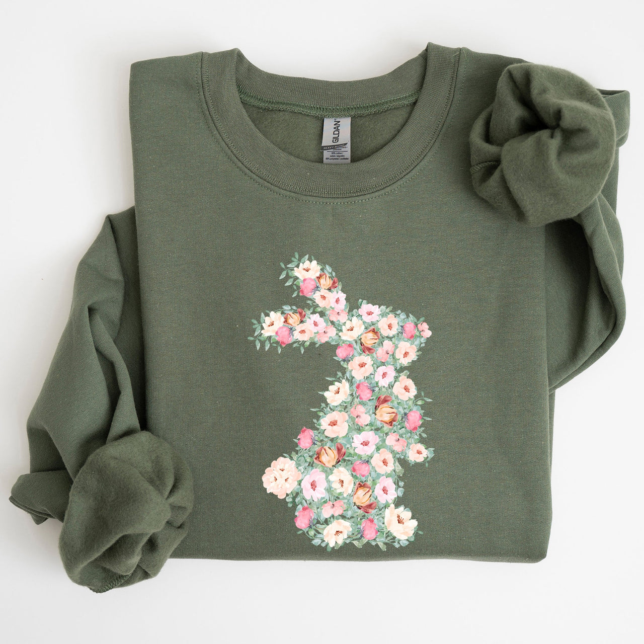 Floral Print Rabbit, Bunny, Easter Seasonal Springtime Floral Pattern With Delicate Bunny Motif Sweatshirt