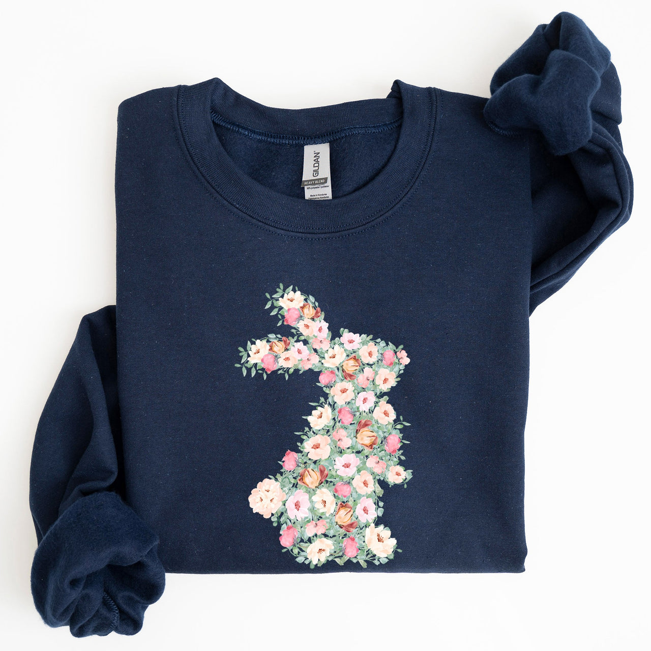 Floral Print Rabbit, Bunny, Easter Seasonal Springtime Floral Pattern With Delicate Bunny Motif Sweatshirt