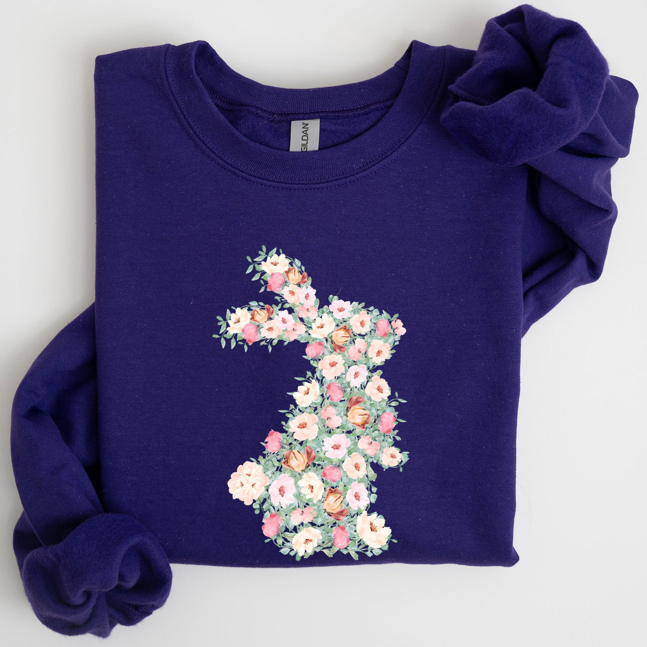 Floral Print Rabbit, Bunny, Easter Seasonal Springtime Floral Pattern With Delicate Bunny Motif Sweatshirt
