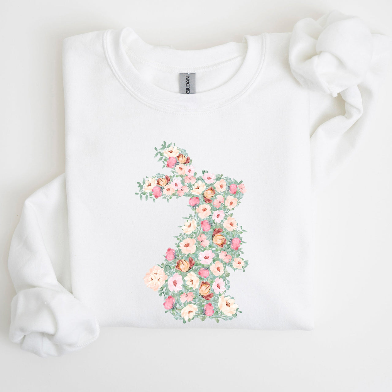 Floral Print Rabbit, Bunny, Easter Seasonal Springtime Floral Pattern With Delicate Bunny Motif Sweatshirt