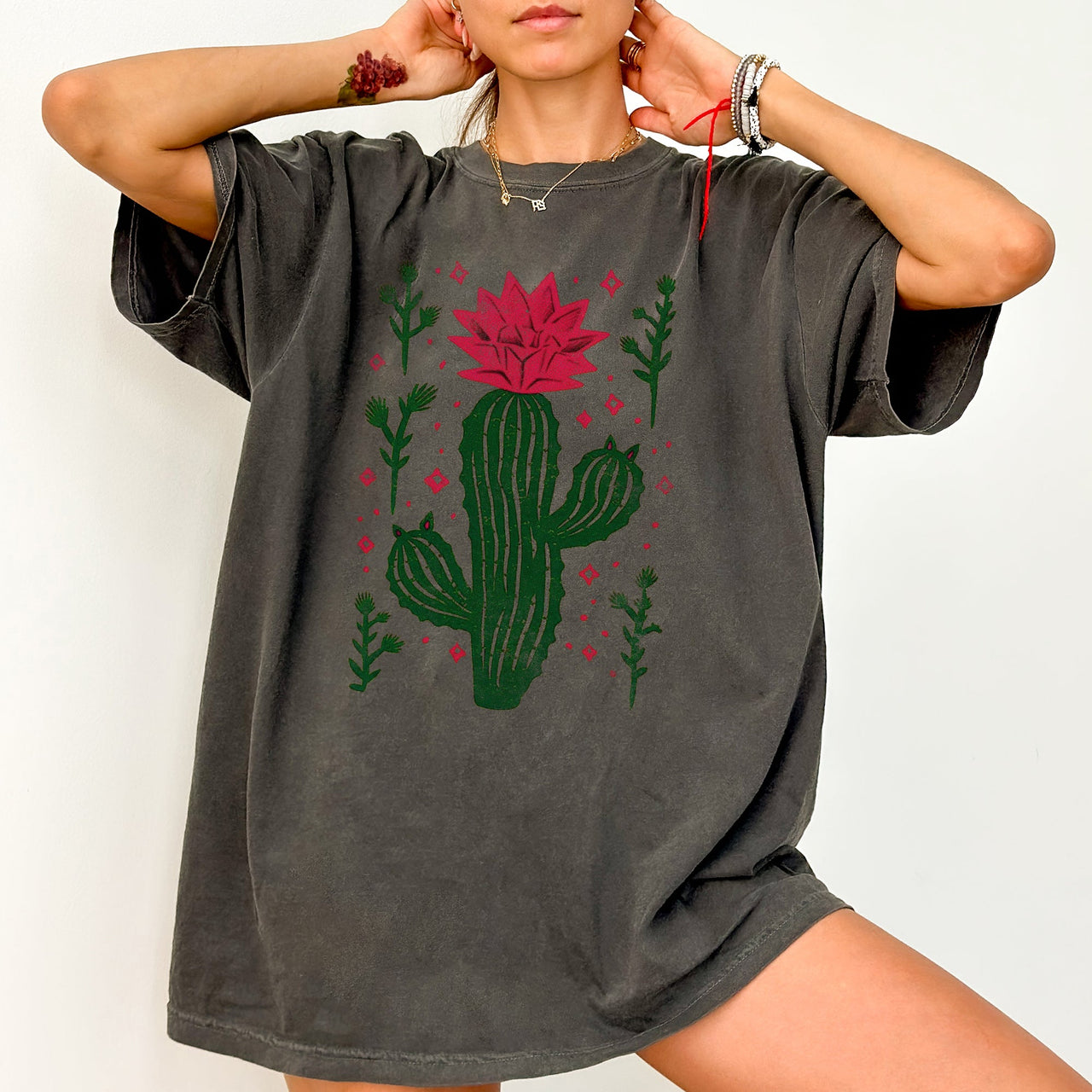Flowering Desert Cactus Succulent Plants Cowgirl Desert Southwest Floral Motif Comfort Colors Tee