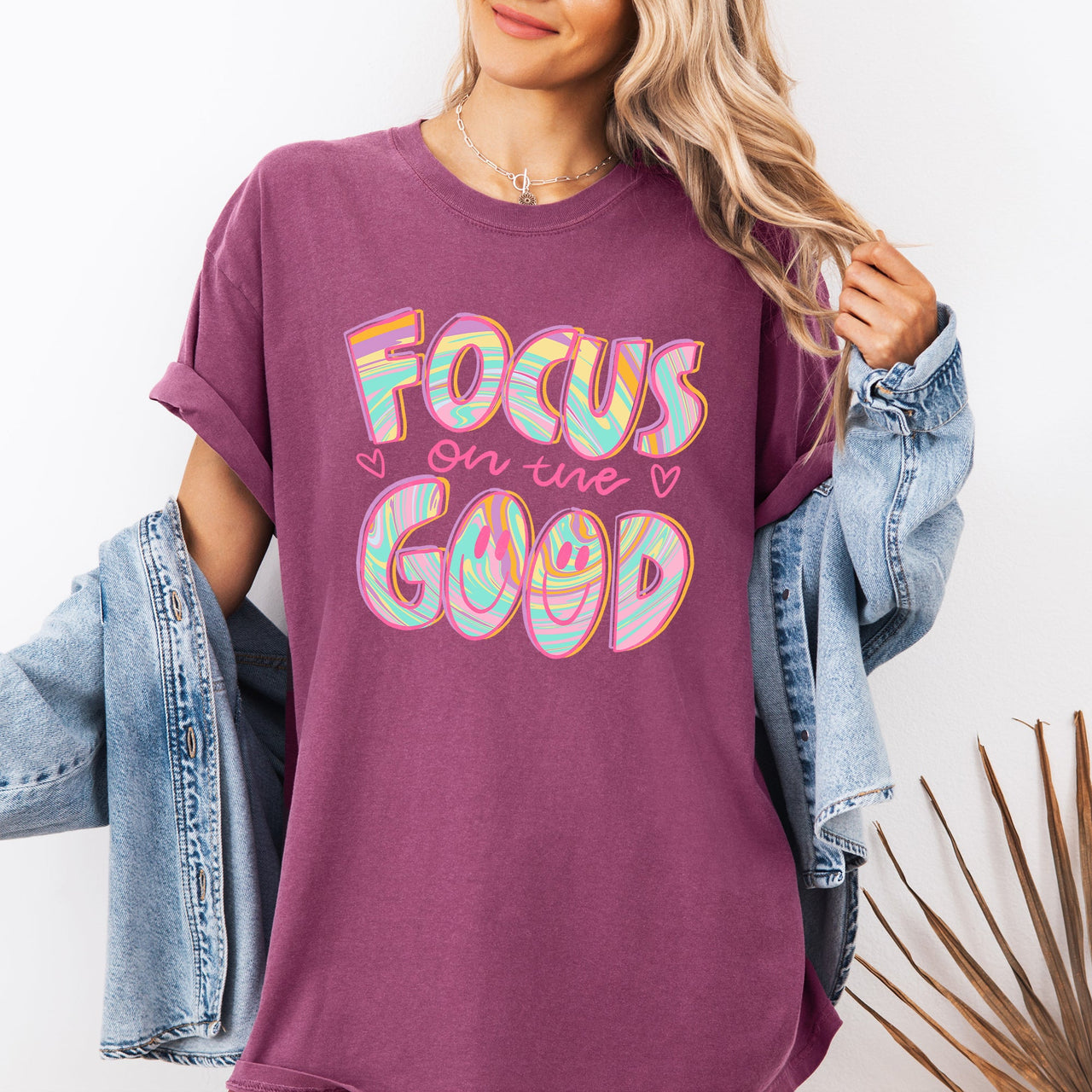 Focus On The Good Retro Groovy Positivity Mental Health Vibes For Everyday Mindset Uplift Comfort Colors Tee