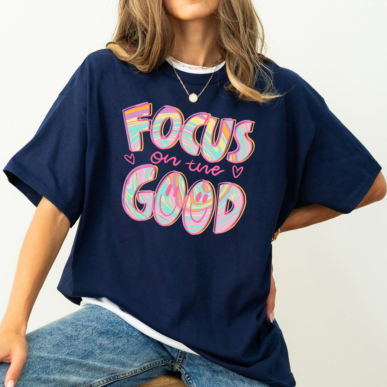 Focus On The Good Retro Groovy Positivity Mental Health Vibes For Everyday Mindset Uplift Comfort Colors Tee
