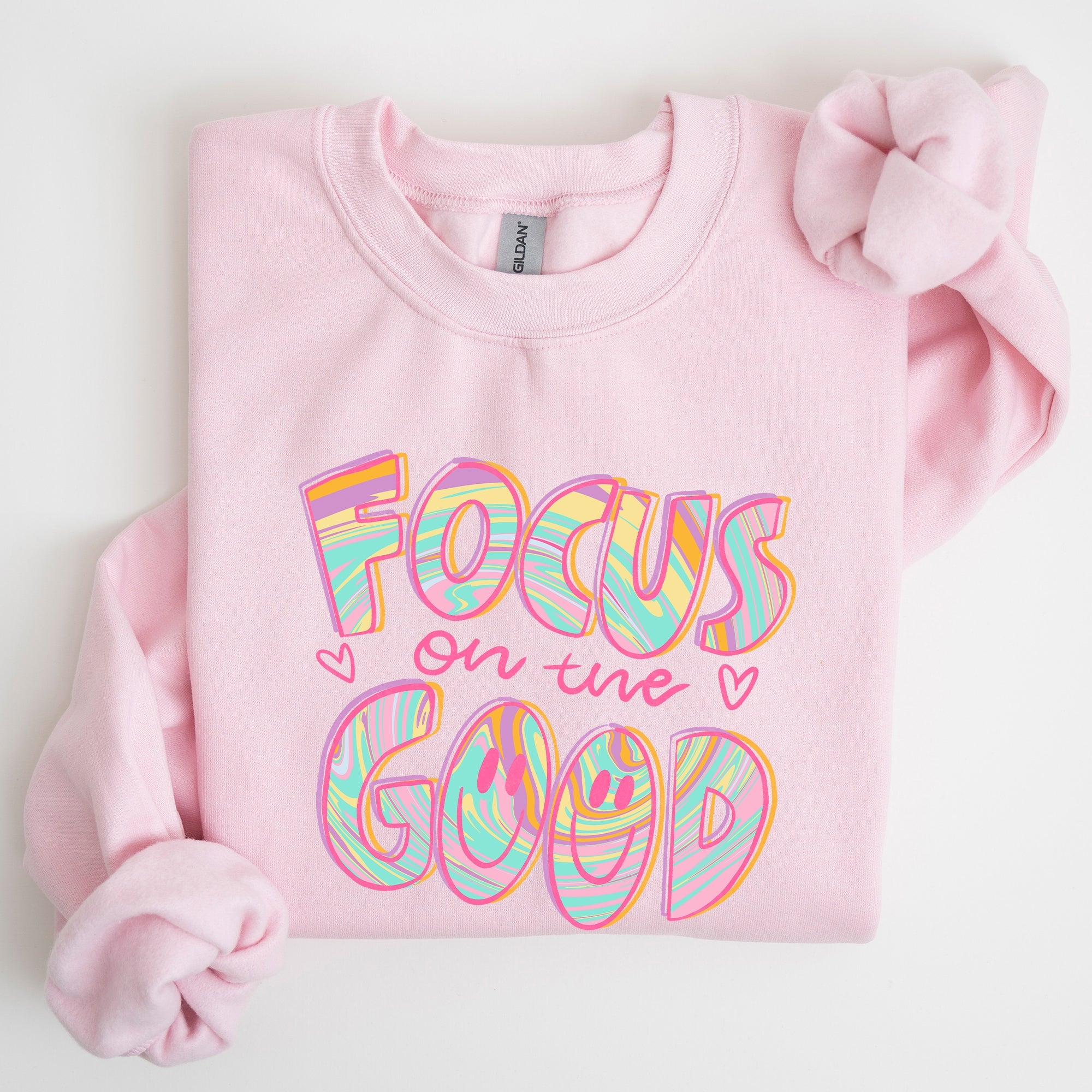 Focus On The Good Retro Groovy Positivity Mental Health Awareness And Positive Vibes Sweatshirt