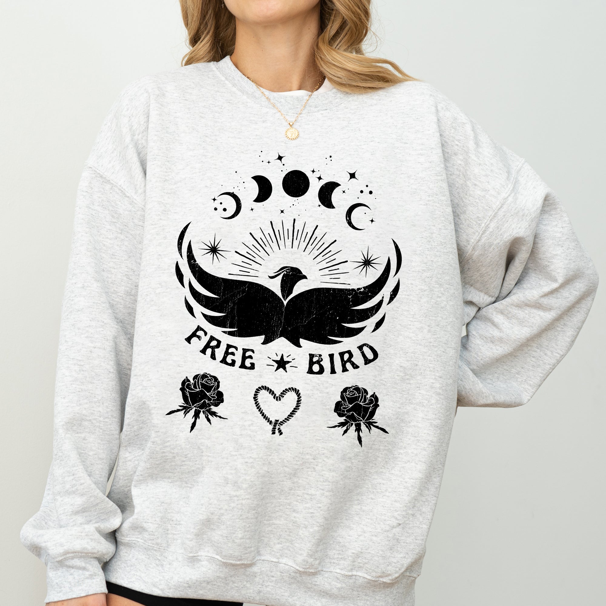 Free Bird Western Country Rock Music Cowboy Inspired Graphic Vintage Concert Sweatshirt