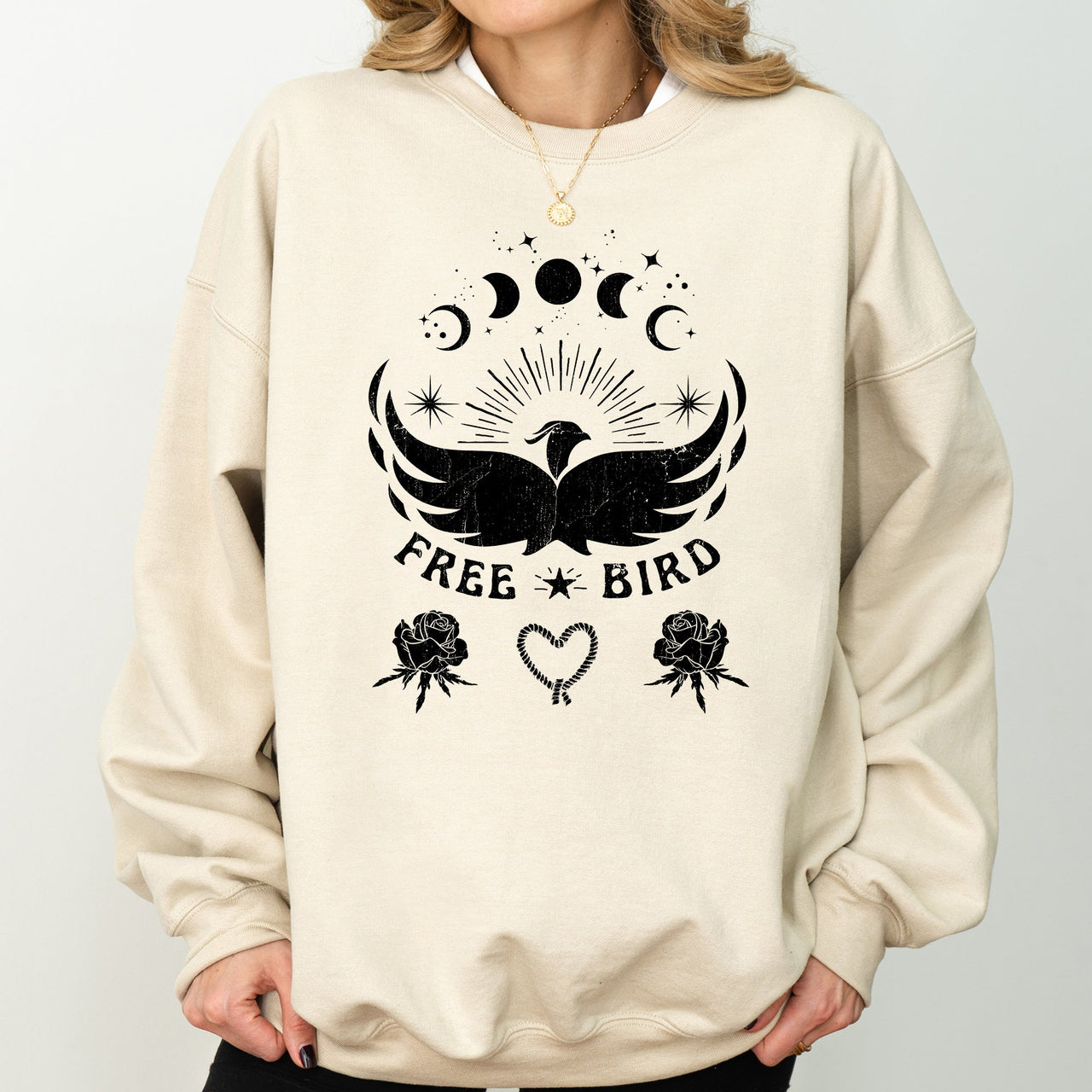 Free Bird Western Country Rock Music Cowboy Inspired Graphic Vintage Concert Sweatshirt
