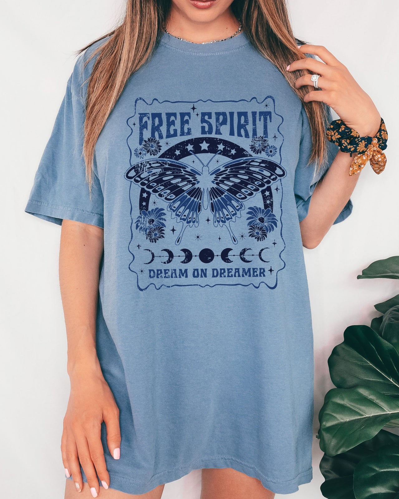 Free Spirit, Dream On Dreamer, Hippie, Psychedelic, Butterfly Comfort Colors Tee
