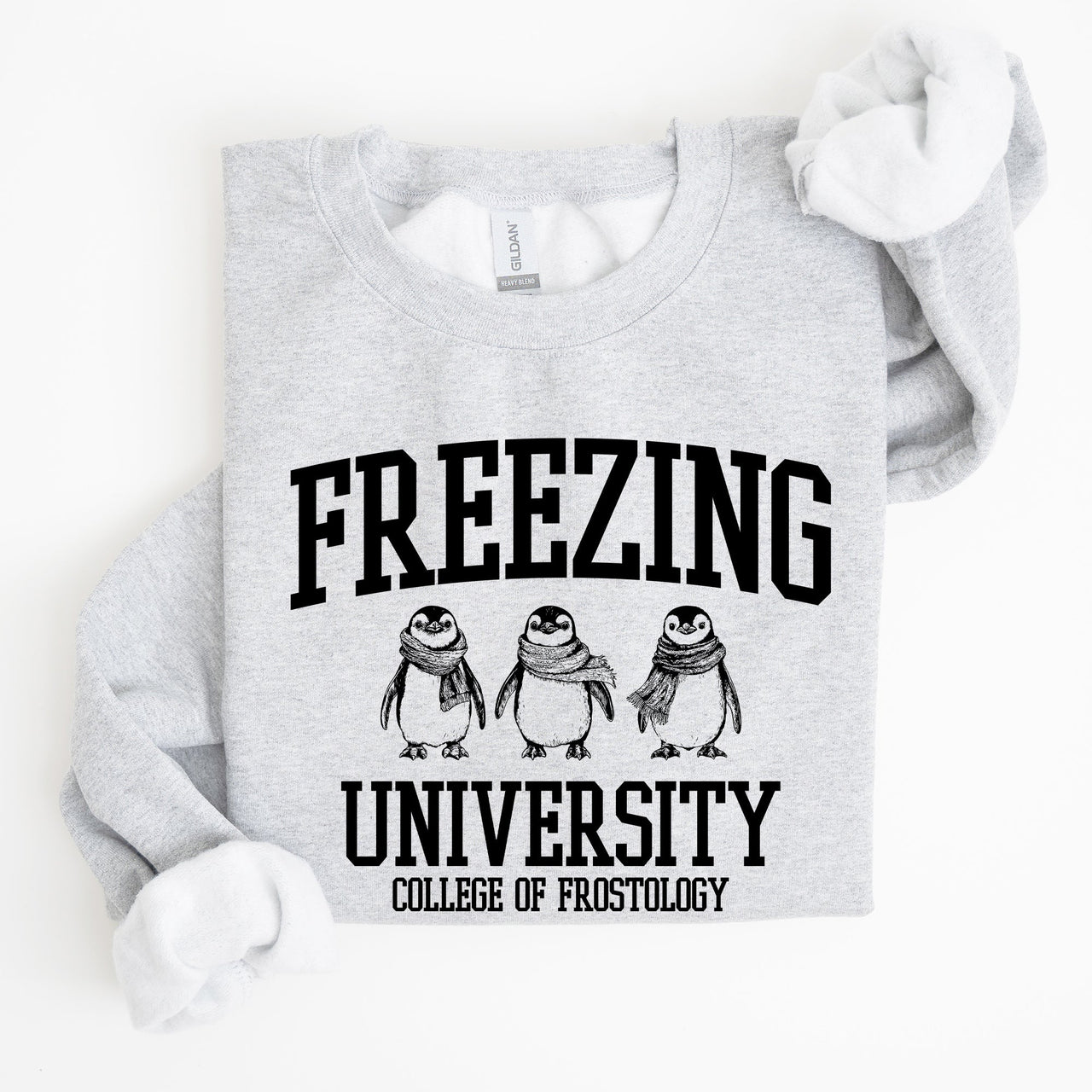 Freezing University Whimsical Penguins Winter Cozy Snowy Landscape For Cold Day Sweatshirt