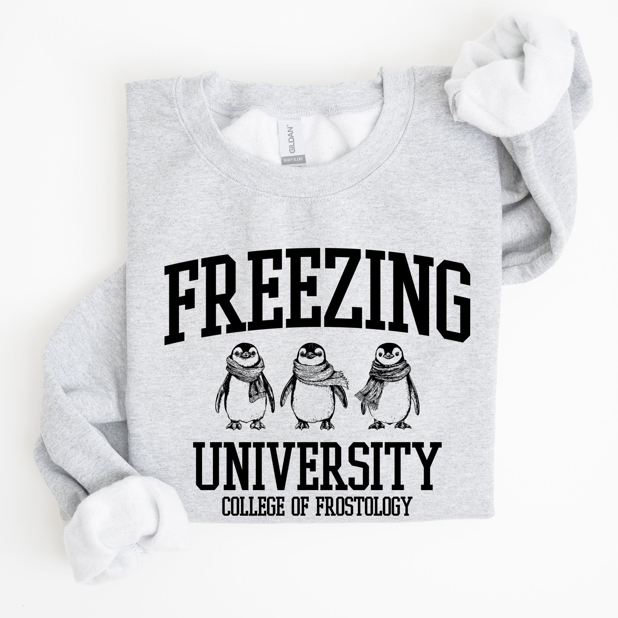 Freezing University Whimsical Penguins Winter Cozy Snowy Landscape For Cold Day Sweatshirt