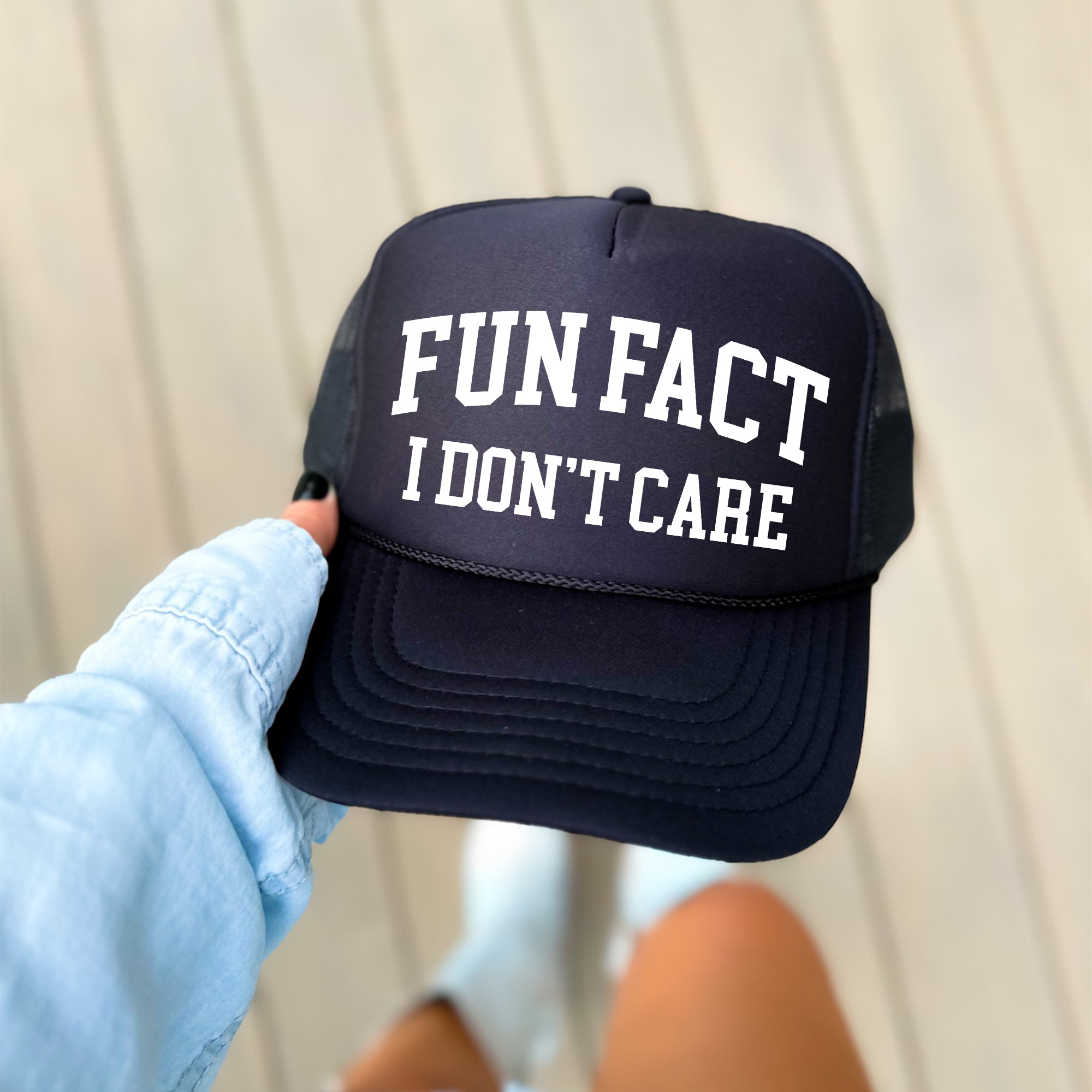 Fun Fact I Don't Care Sassy and Funny Attitude Statement for Bold Streetwear Trucker Hat