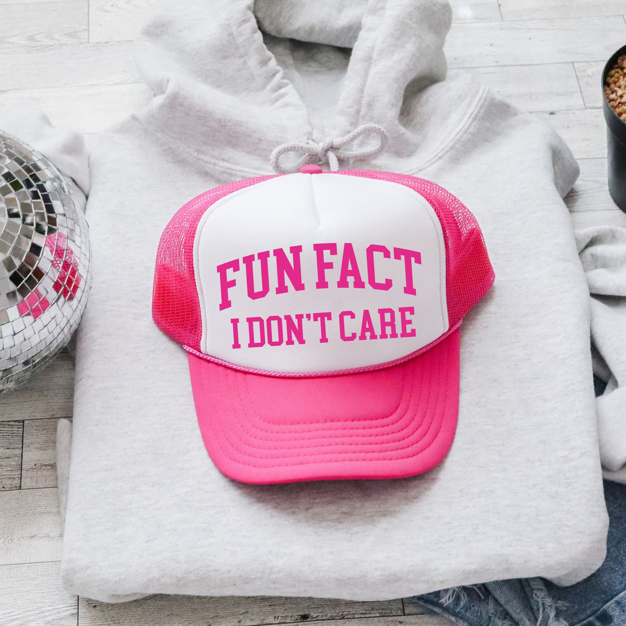 Fun Fact I Don't Care Sassy Funny Bold Attitude Quote That Speaks Volumes Graphic Trucker Hat