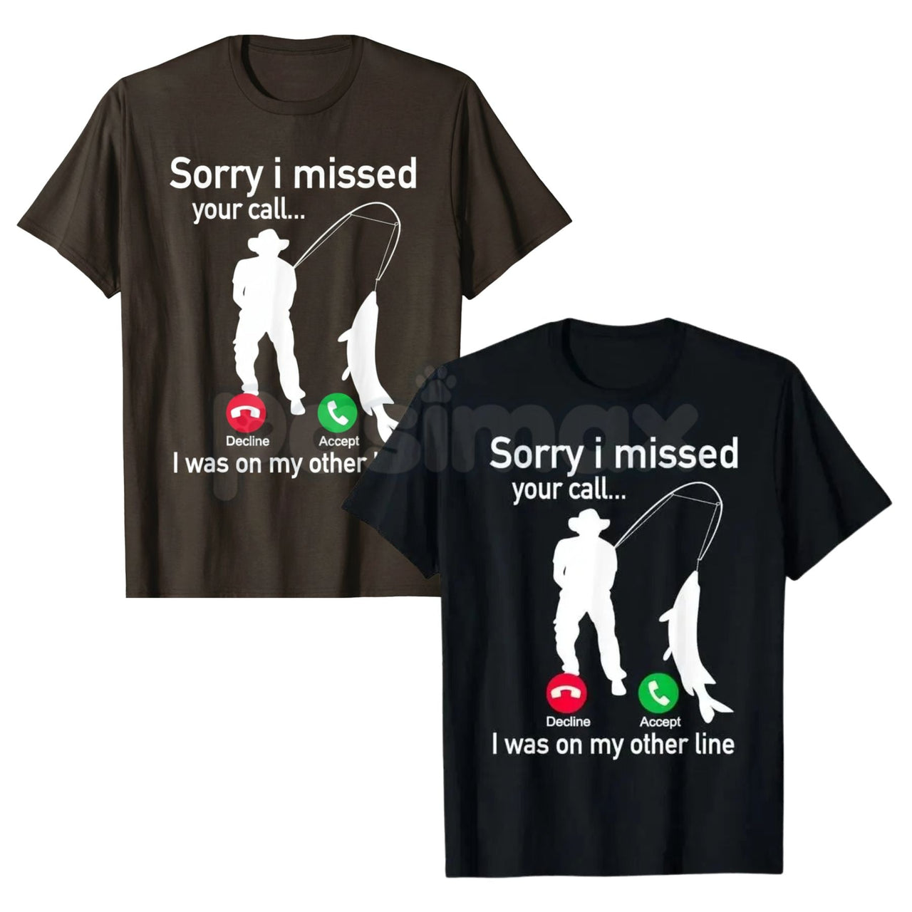 Funny Fishing Phone Call T-Shirt - Hooked Fishing Line Graphic Tee, Sarcastic Fisherman Out of Office Shirt, Premium Heavyweight Bass & Trout Angler Top, Humorous Fishing Gift for Men, Vintage Style Hook Line & Sinker Tee