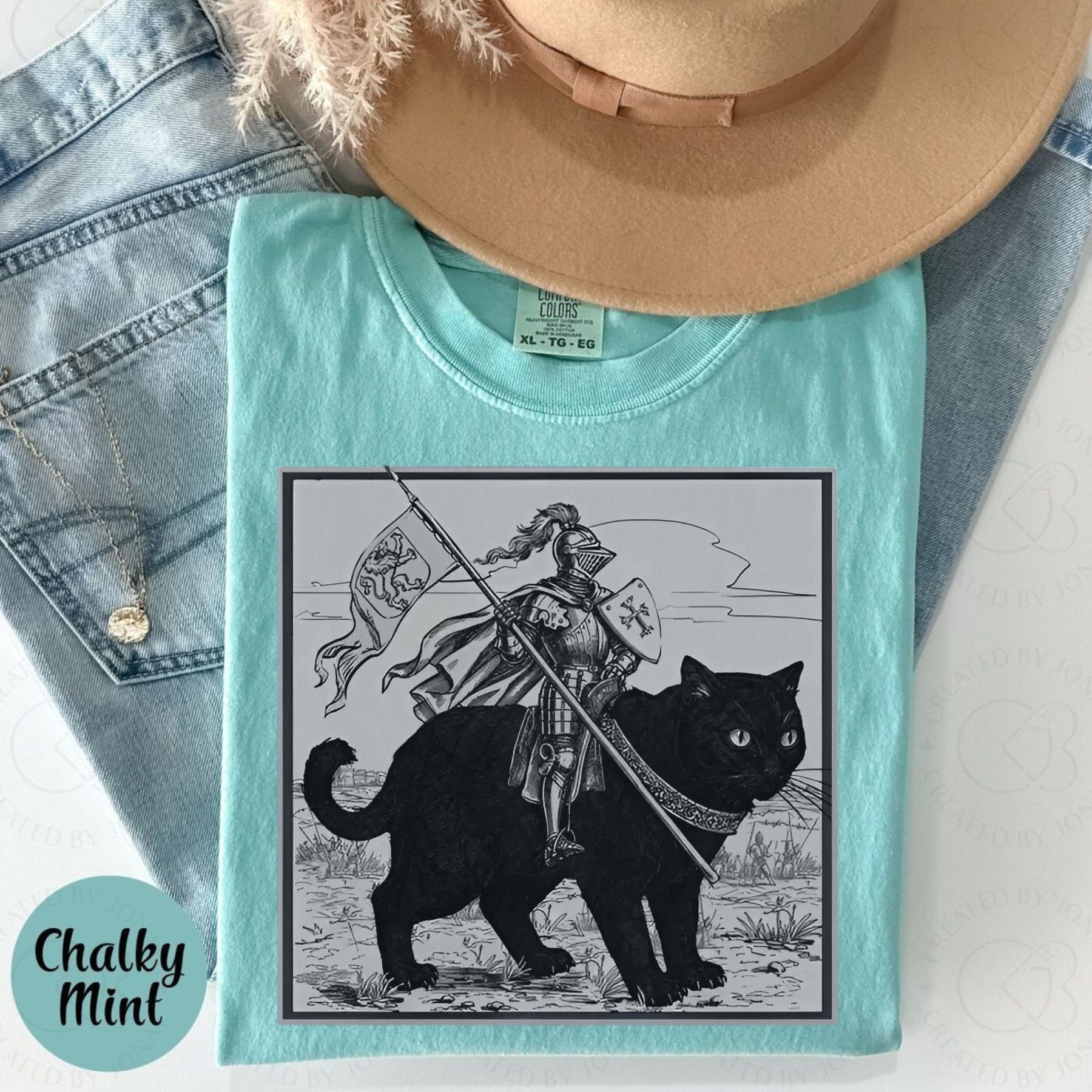 Funny Medieval Knight Cat Rider T-Shirt – Renaissance Fair Meme Tee, Fantasy Cat Lover Shirt, Funny Knight Graphic Tee, Unisex Gag Gift