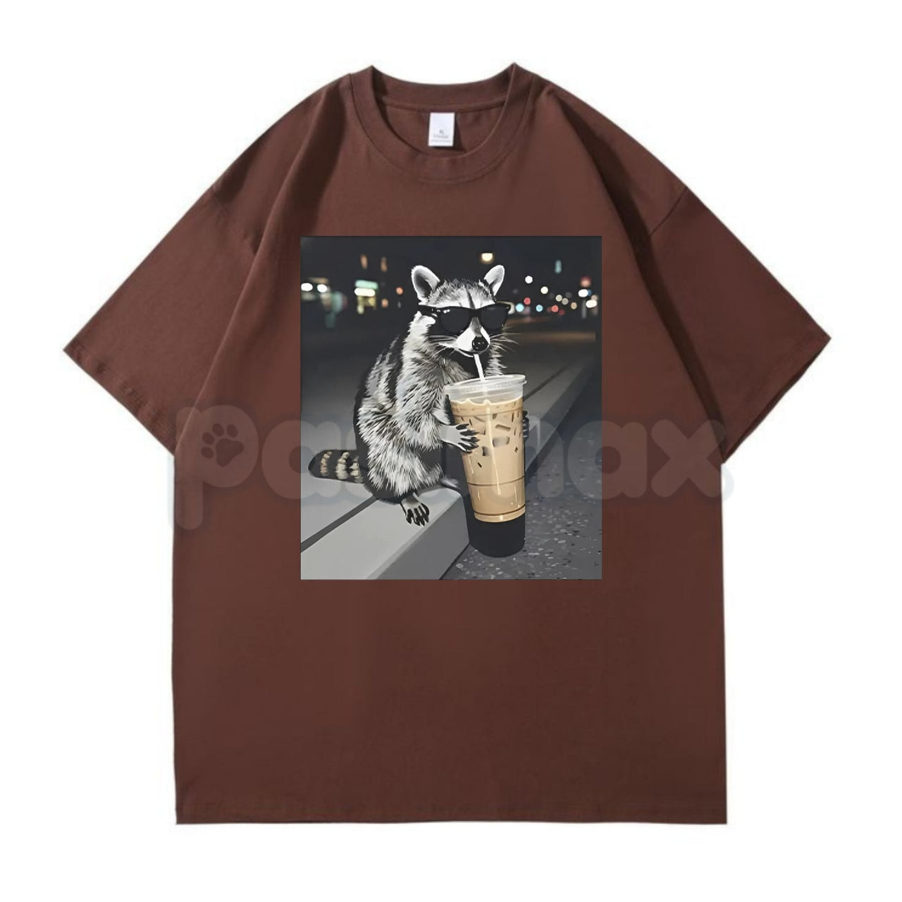 Funny Raccoon Drinking Iced Coffee T-Shirt - Caffeinated Trash Panda Graphic Tee, Relatable Iced Coffee Lover Shirt, Premium Heavyweight Unisex Animal Humor Top, Cute Sarcastic Raccoon Gift, Trendy Caffeinated Animal Streetwear