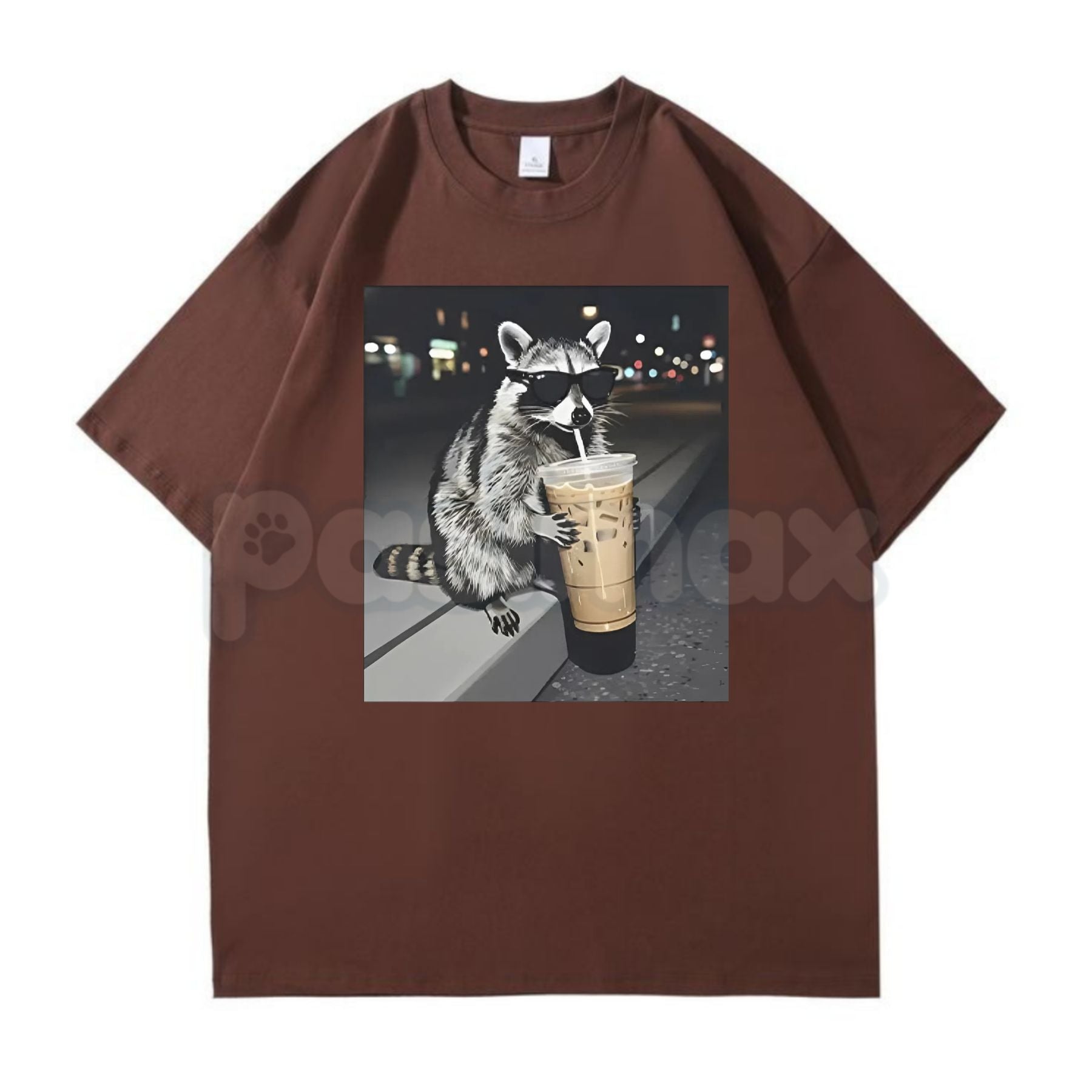 Funny Raccoon Drinking Iced Coffee T-Shirt - Caffeinated Trash Panda Graphic Tee, Relatable Iced Coffee Lover Shirt, Premium Heavyweight Unisex Animal Humor Top, Cute Sarcastic Raccoon Gift, Trendy Caffeinated Animal Streetwear