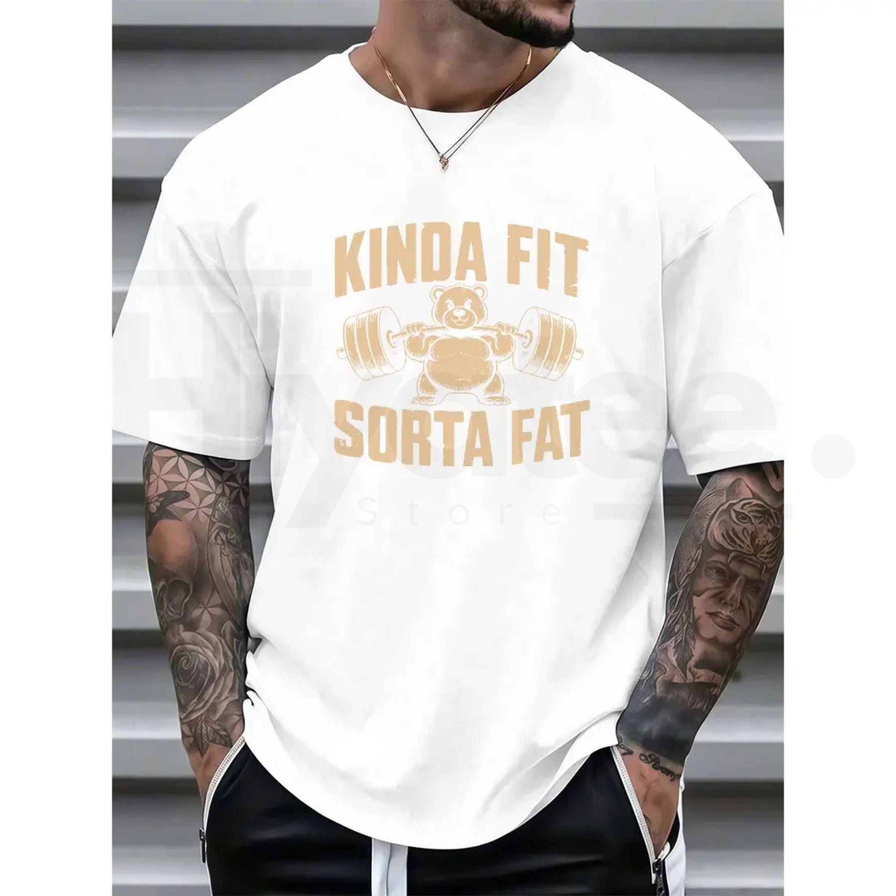 Funny Weightlifting Bear T-Shirt – 100% Cotton Heavyweight Oversized Gym Shirt