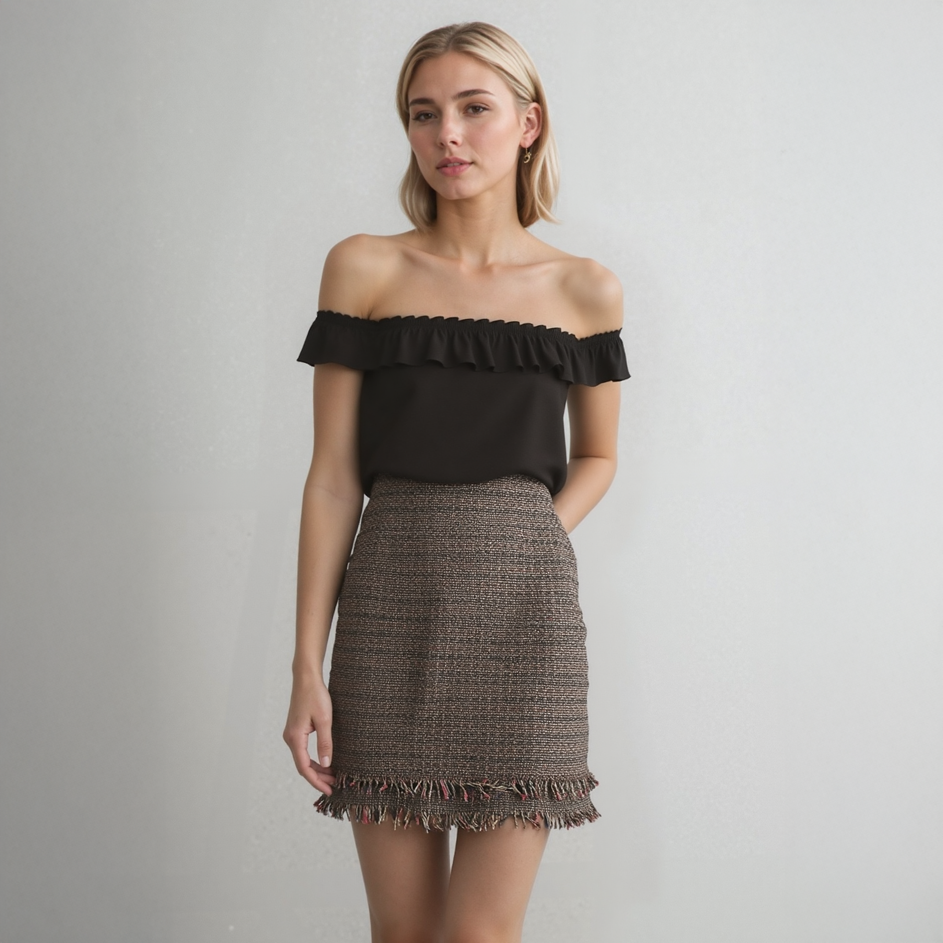 Women's Mini Skirt in Black Ribbon