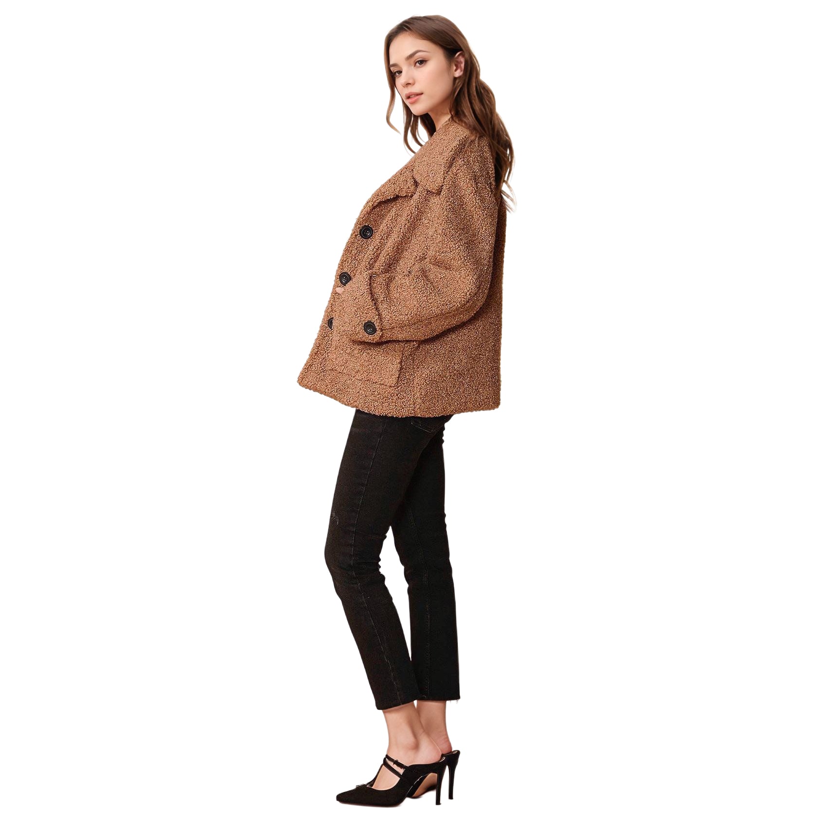 Women's Shearling Coat in Brown