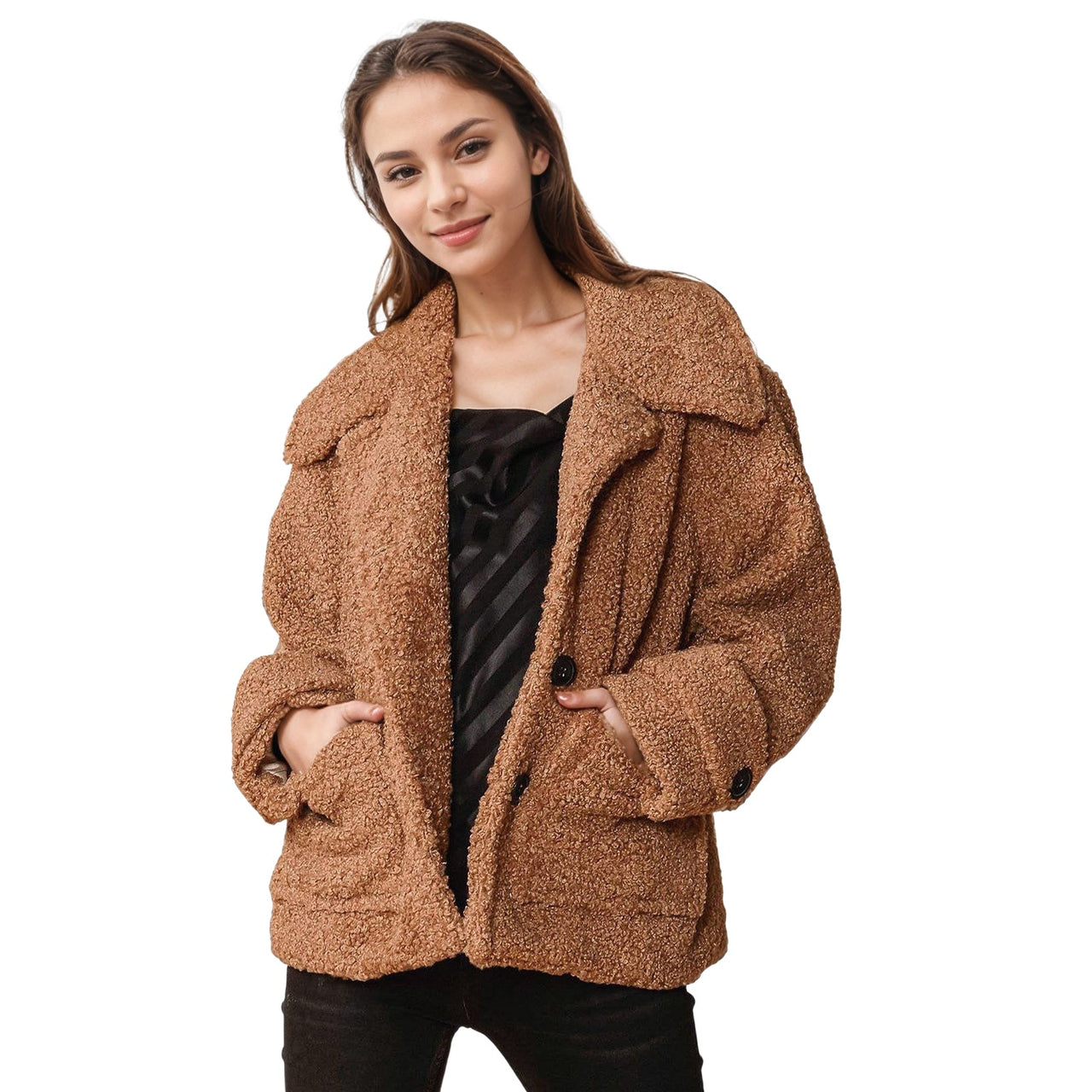 Women's Shearling Coat in Brown