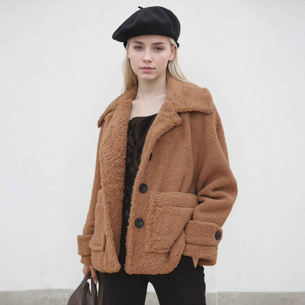 Women's Shearling Coat in Brown