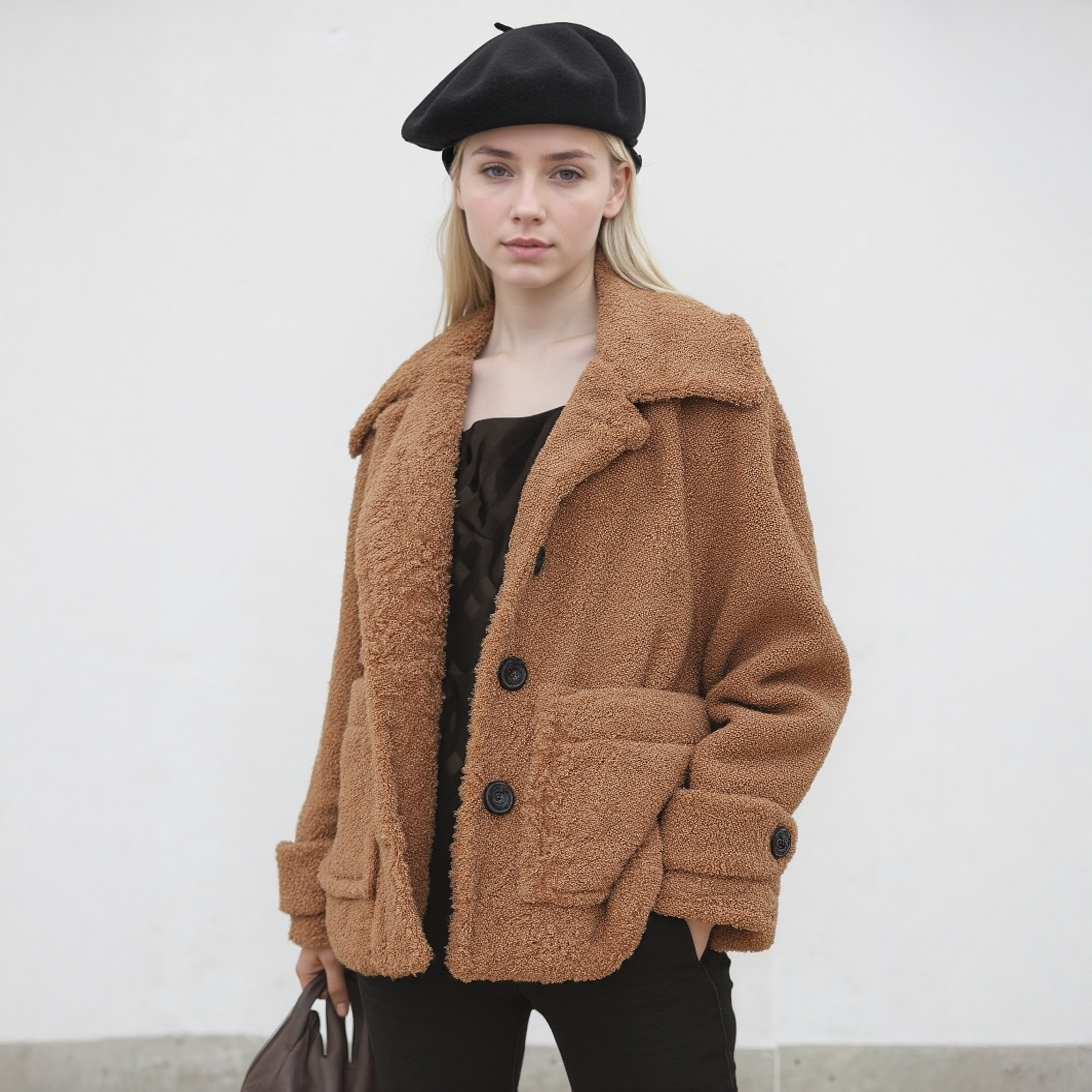 Women's Shearling Coat in Brown