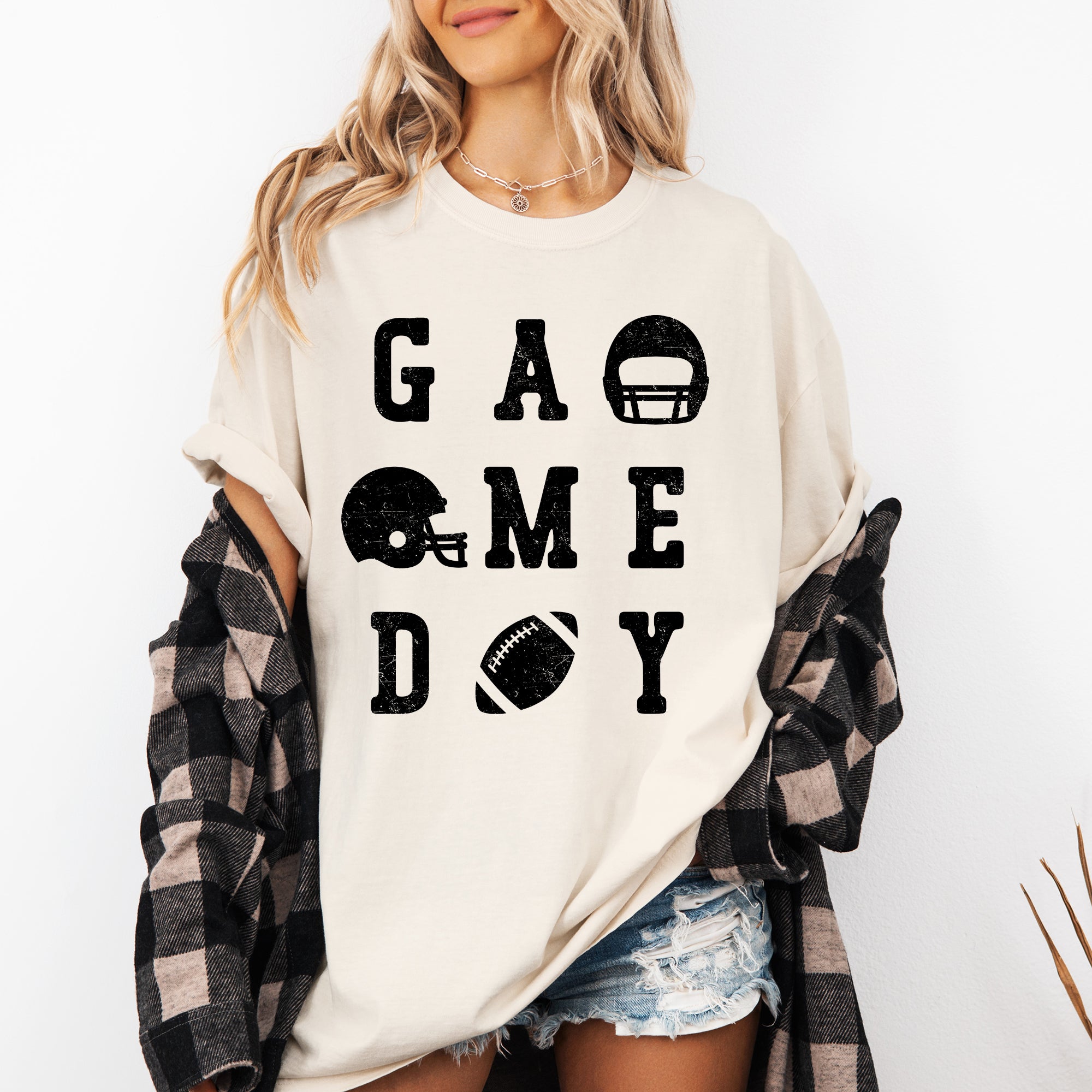 Game Day Football Helmet Tailgate Party Touchdown Big Game Sports Fan Edition Comfort Colors Tee