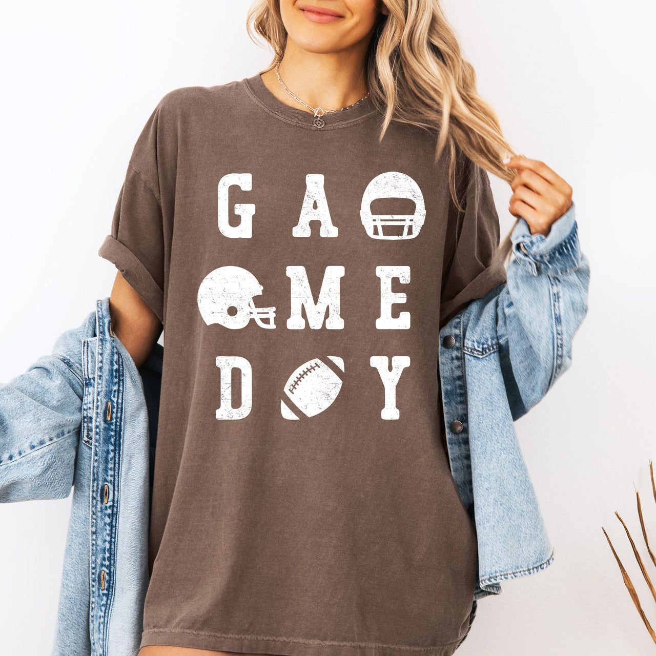 Game Day Football Helmet Tailgate Party Touchdown Big Game Sports Fan Edition Comfort Colors Tee