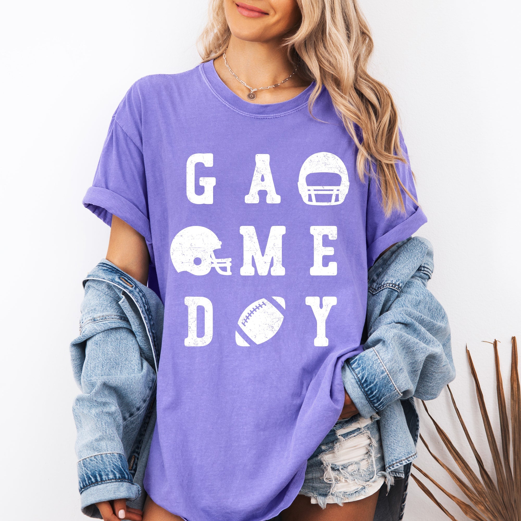 Game Day Football Helmet Tailgate Party Touchdown Big Game Sports Fan Edition Comfort Colors Tee