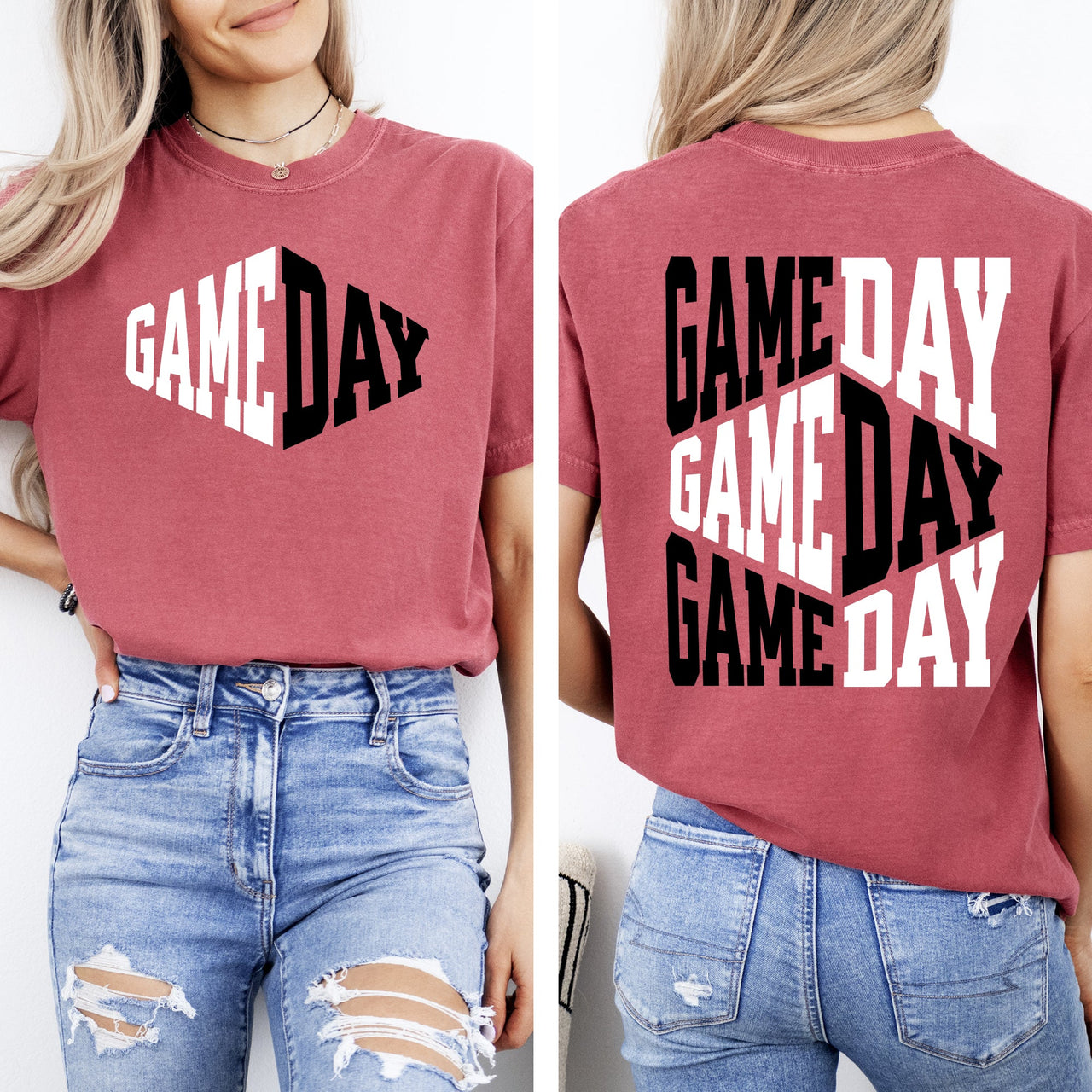 Game Day Front And Back Cheer Football Sports Big Game Touchdown Tailgate Party Comfort Colors Tee