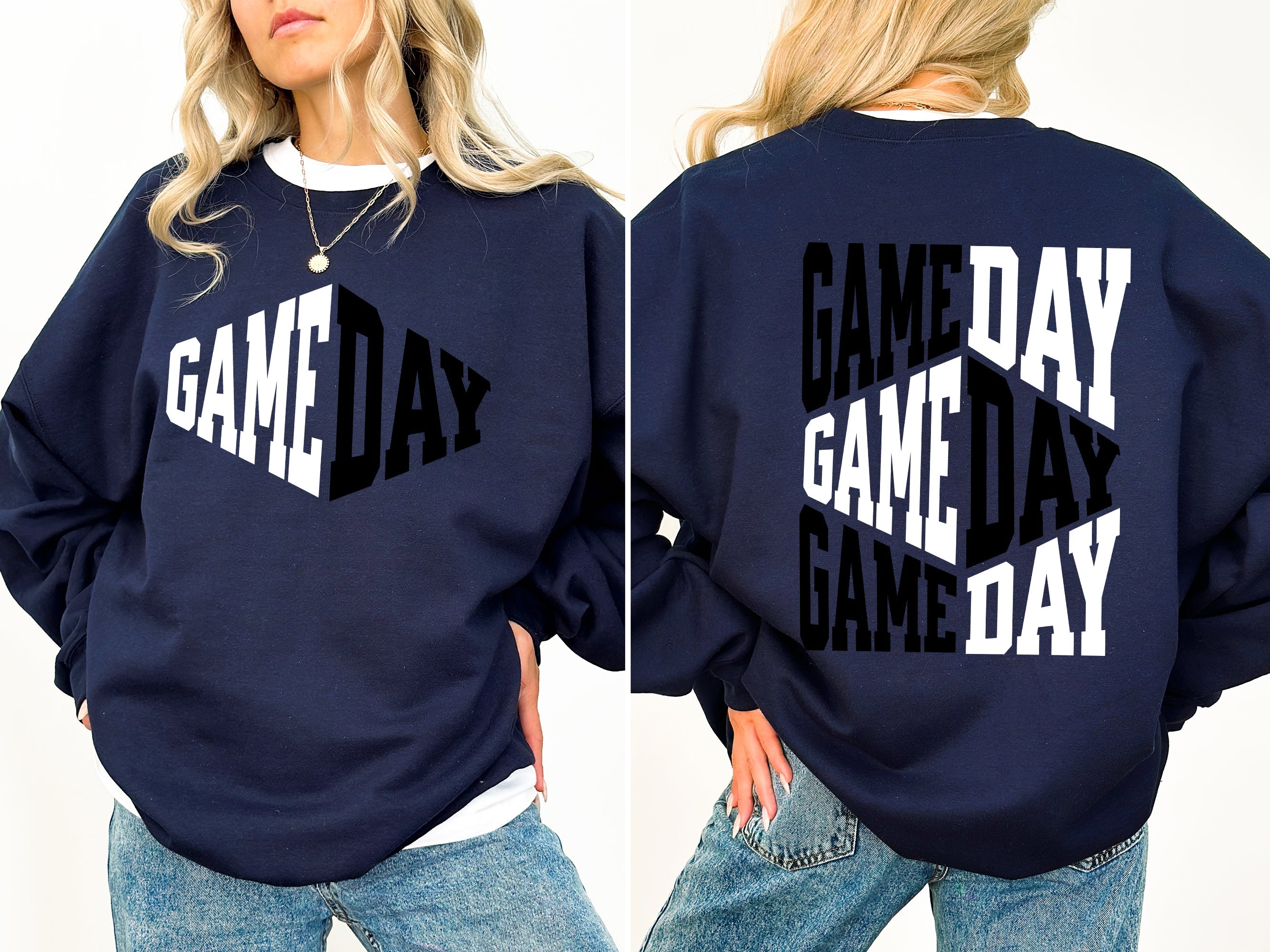 Game Day Front And Back Cheer Football Big Game Tailgate Party Team Spirit Sweatshirt