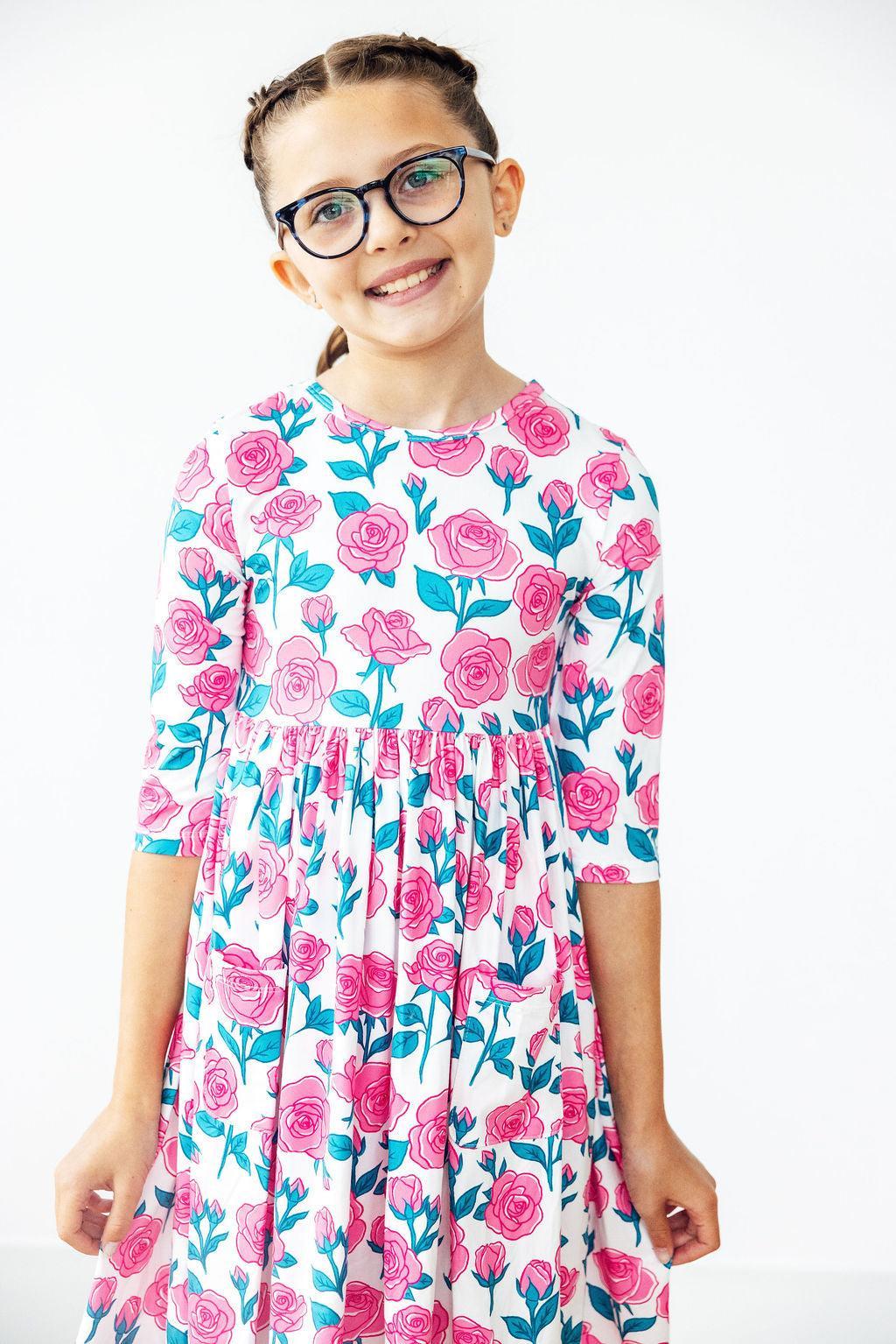 SALE Garden Glow 3/4 Sleeve Pocket Twirl Dress