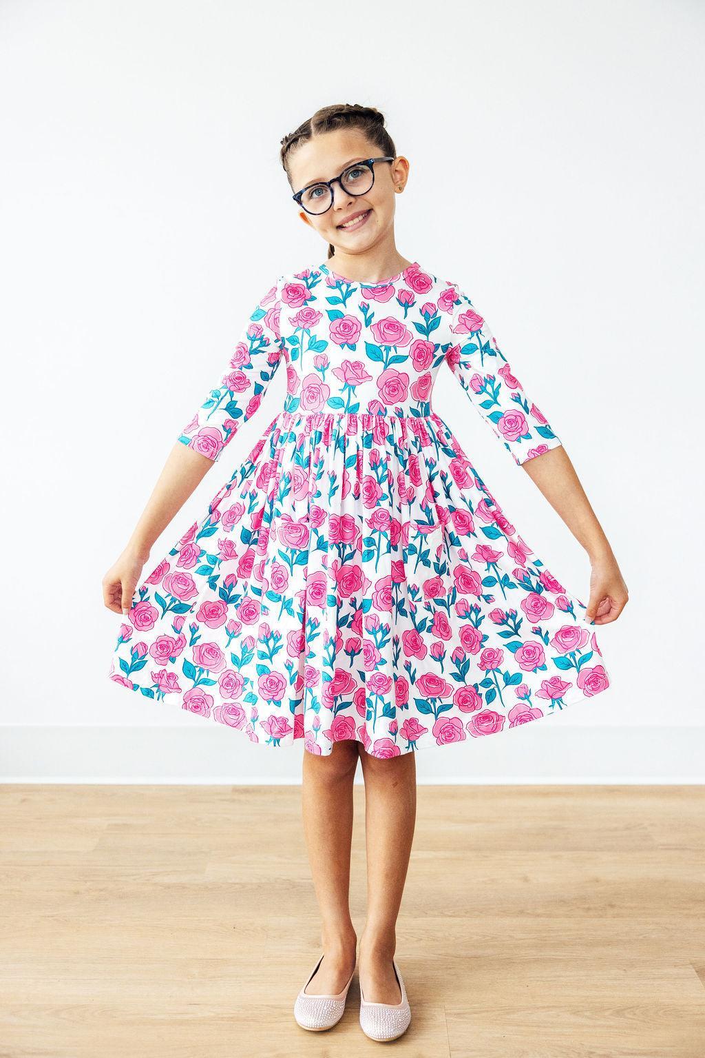 SALE Garden Glow 3/4 Sleeve Pocket Twirl Dress