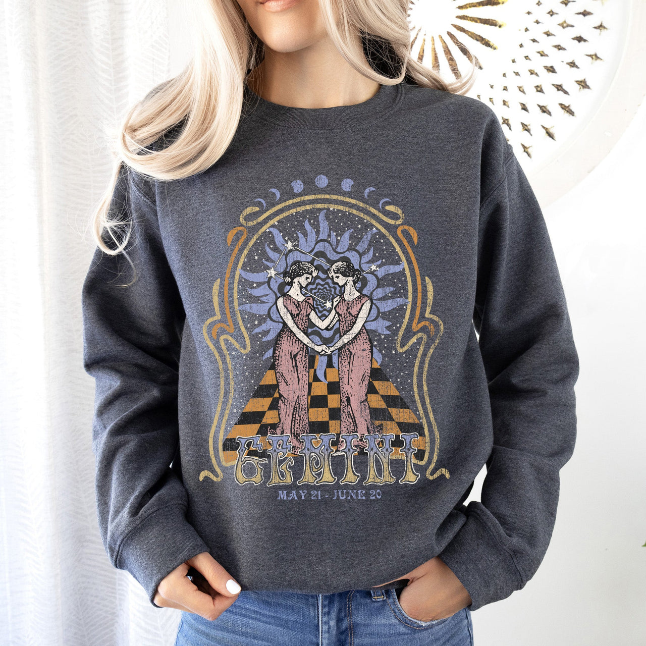 Gemini Zodiac Astrology Horoscope Celestial Sign Constellation Symbols Sweatshirt