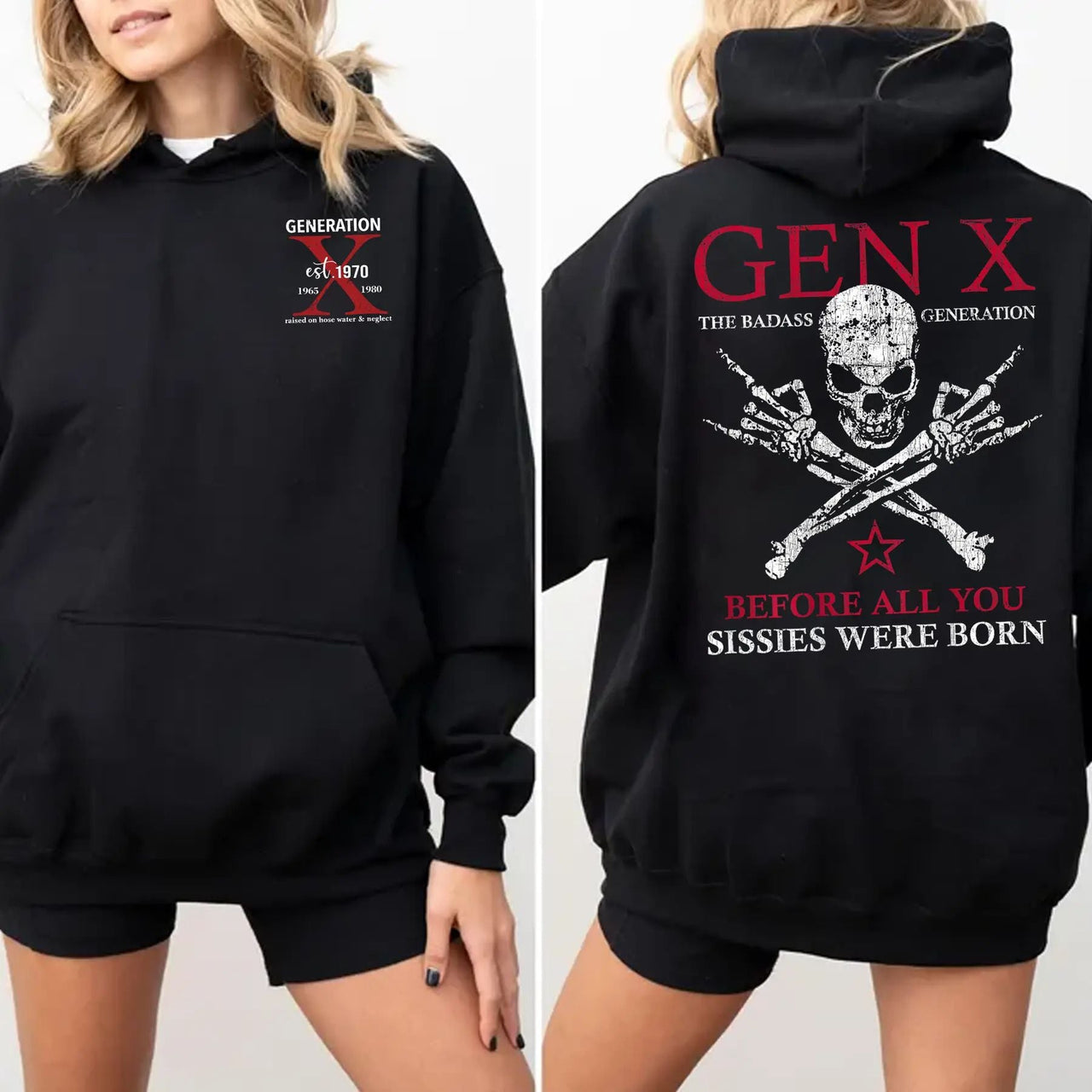 Gen X Custom Year Hoodie – Badass Generation FAFOT Pullover, 100% Cotton, Unisex Comfort Womenswear Top