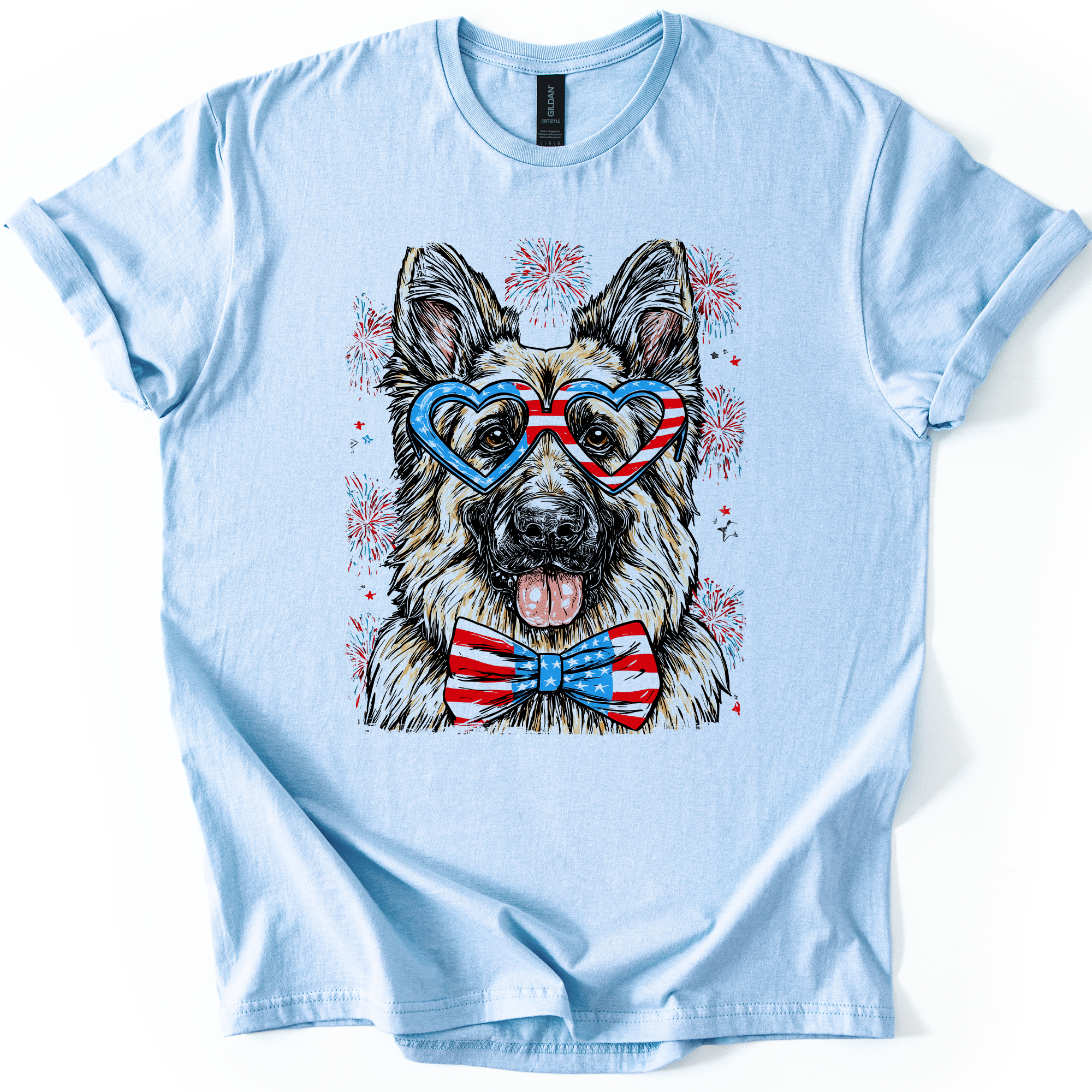 German Shepherd Patriotic Dog USA Flag Pride For Pet Lovers Fourth Of July Celebration American Spirit Graphic Tee