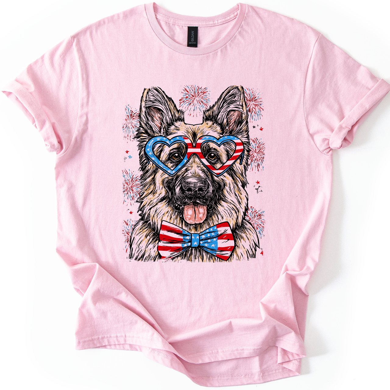 German Shepherd Patriotic Dog USA Flag Pride For Pet Lovers Fourth Of July Celebration American Spirit Graphic Tee