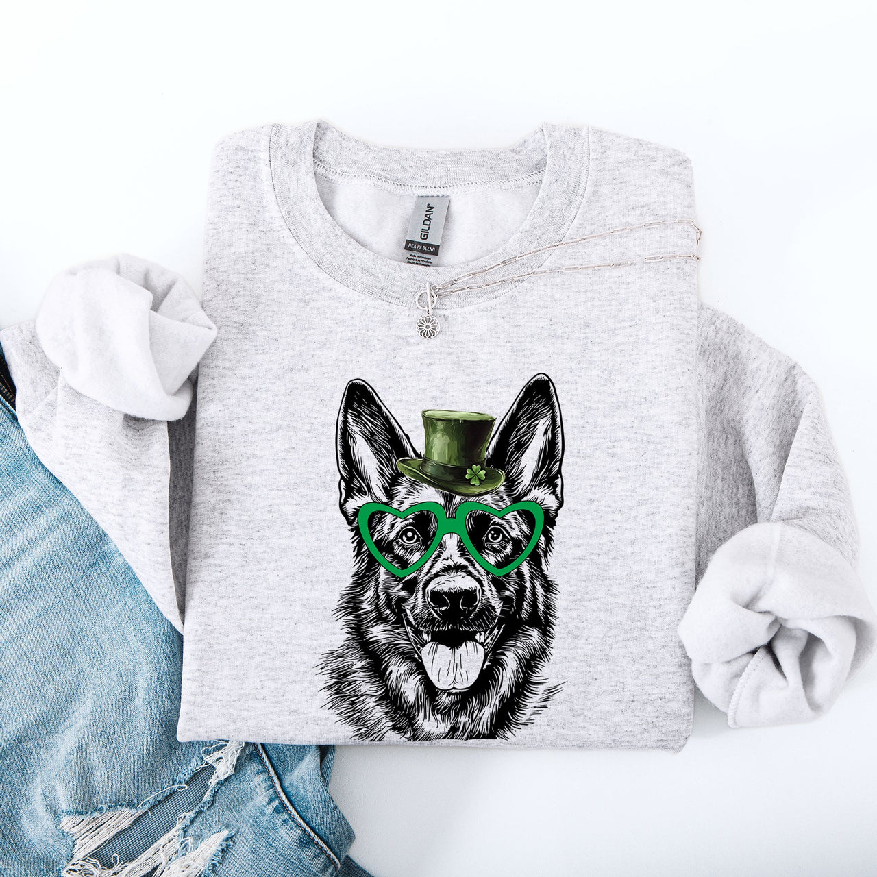 German Shepherd St Patrick's Day Irish Lucky Dog Cozy Deluxe Premium Custom Sweatshirt