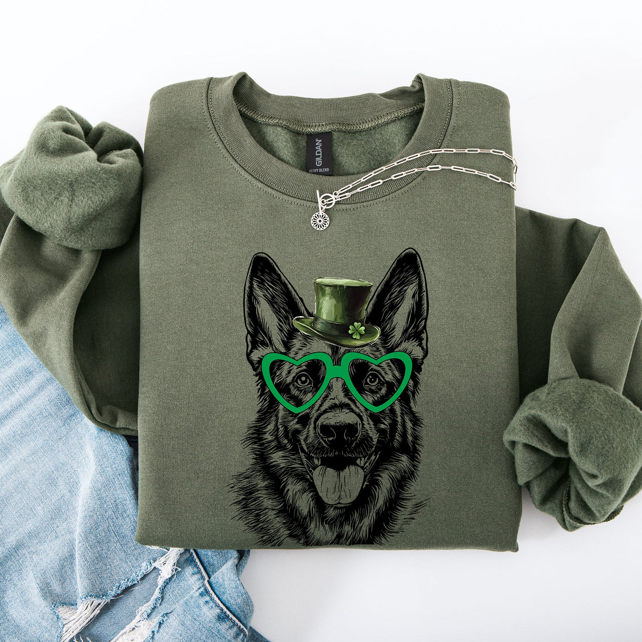 German Shepherd St Patrick's Day Irish Lucky Dog Cozy Deluxe Premium Custom Sweatshirt