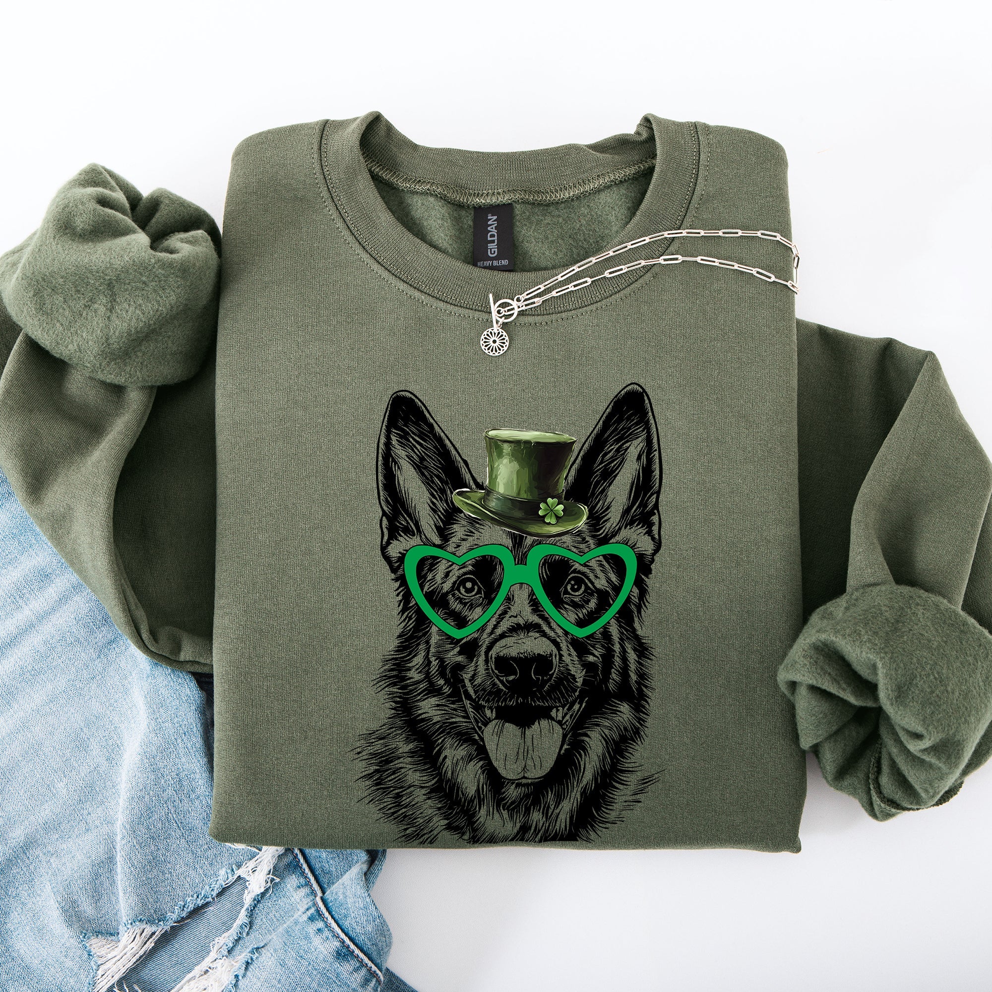 German Shepherd St Patrick's Day Irish Lucky Dog Cozy Deluxe Premium Custom Sweatshirt