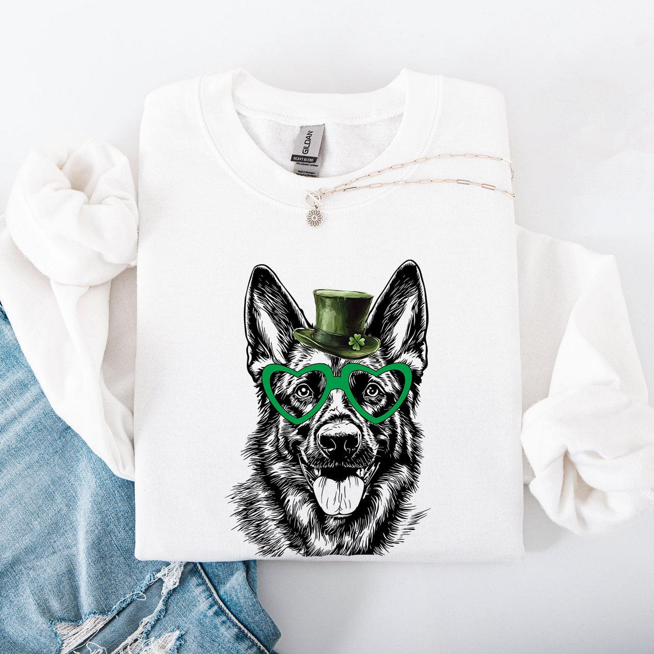 German Shepherd St Patrick's Day Irish Lucky Dog Cozy Deluxe Premium Custom Sweatshirt